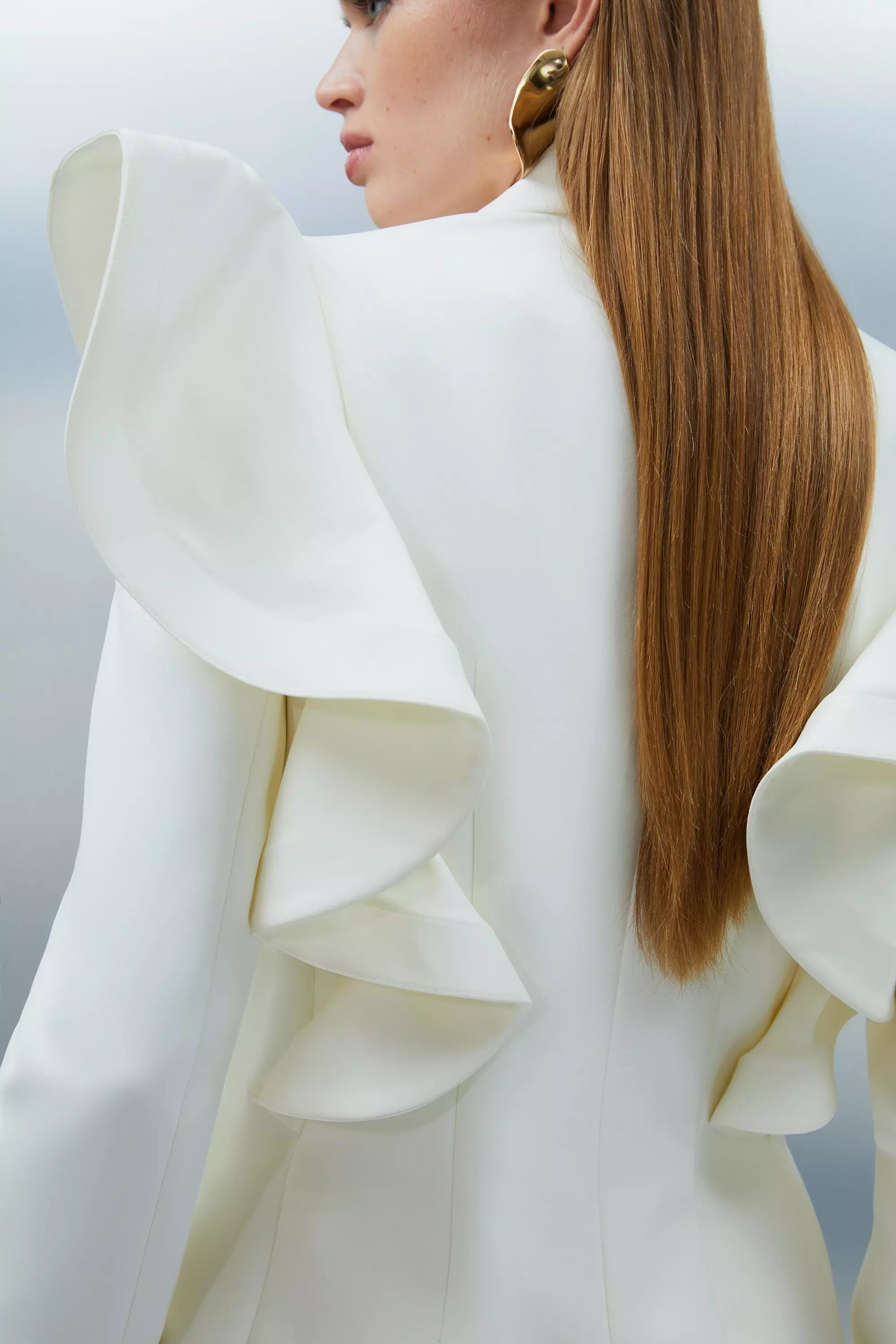 Tailored Drama Ruffle Double Breasted Blazer Karen Millen