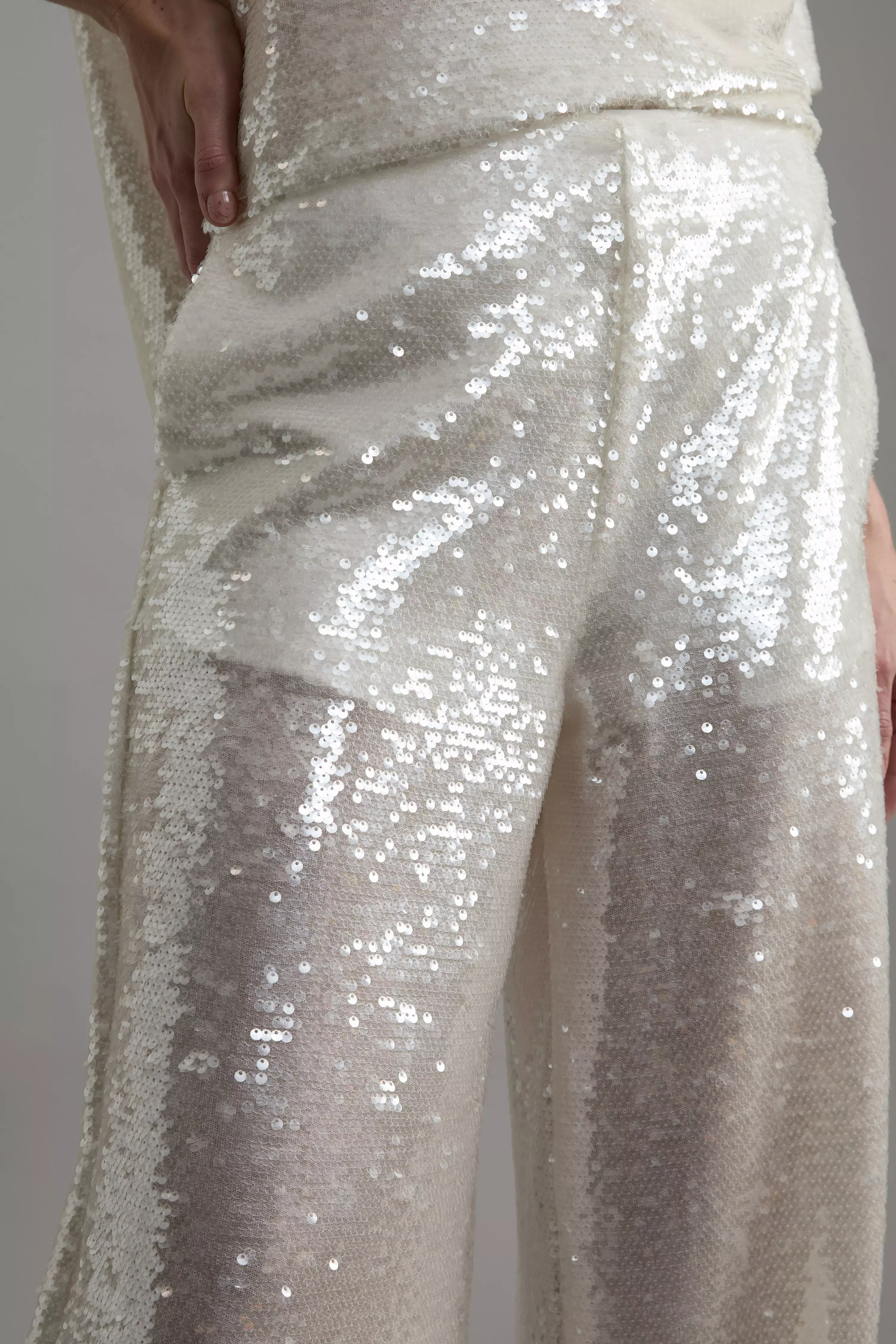 Tall Sequin Woven Wide Leg Pants | Karen Millen