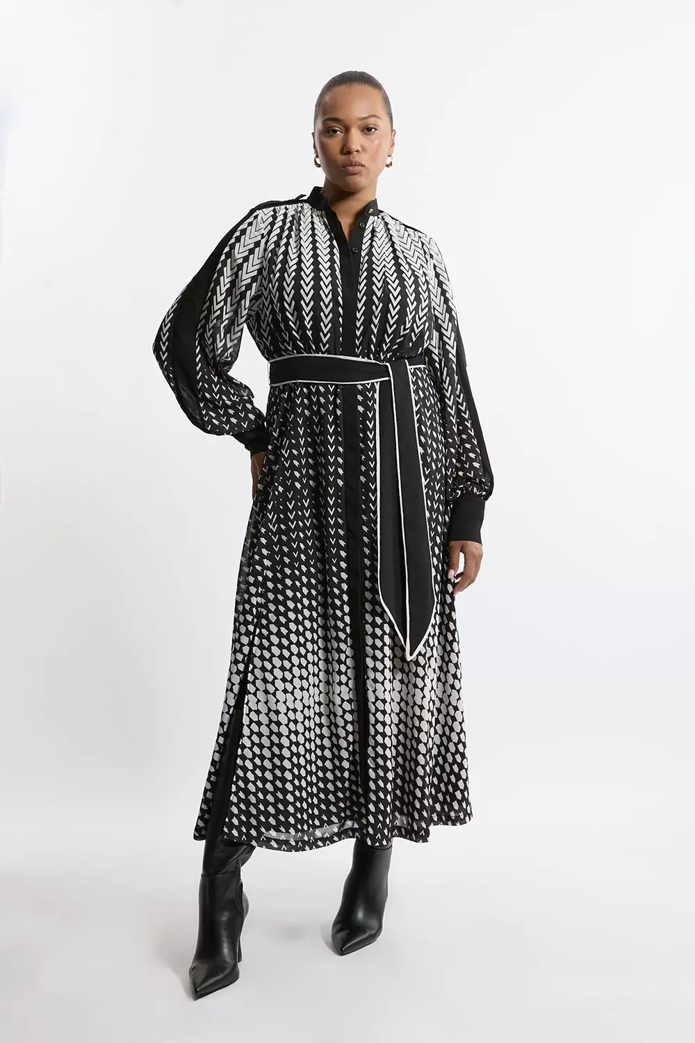 Plus Size Tipped Border Print Georgette Maxi Dress Karen Millen