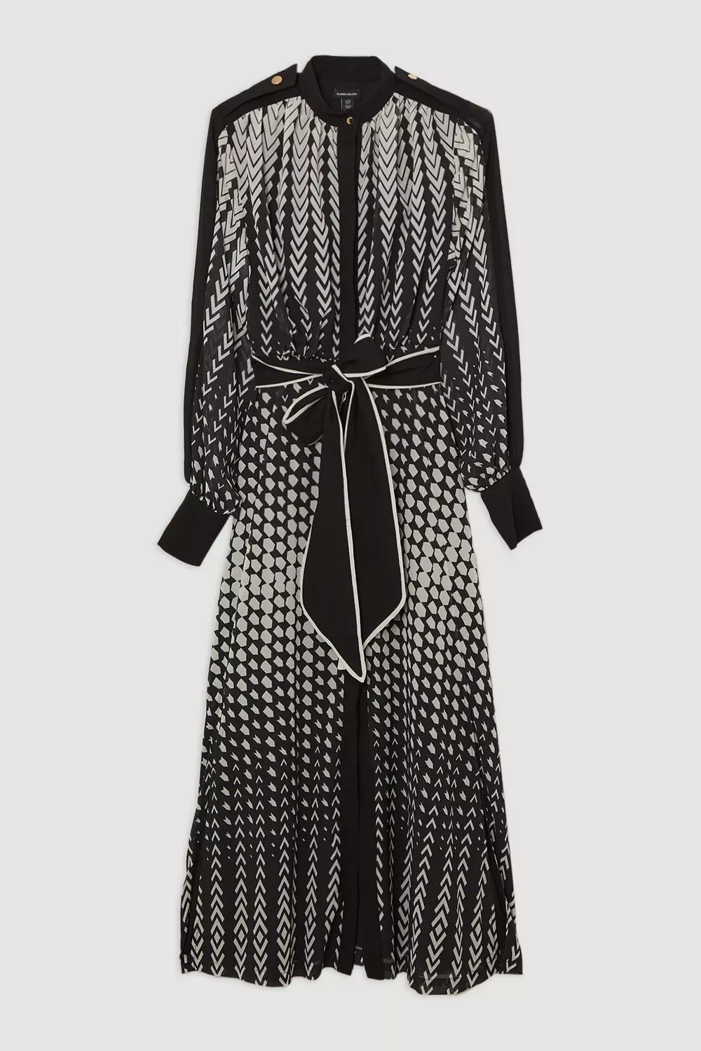 【Karen Millen】ティップド ボーダープリント マキシ ドレス Tipped Border Print Georgette Maxi Dress | Karen Millen