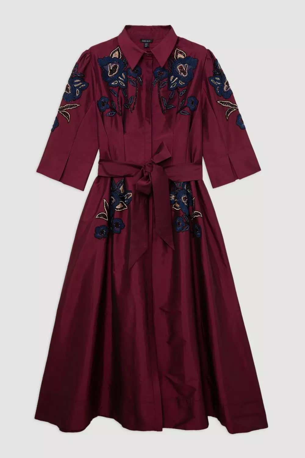 Lydia Millen Plus Size Embellished Taffeta Woven Shirt Dress