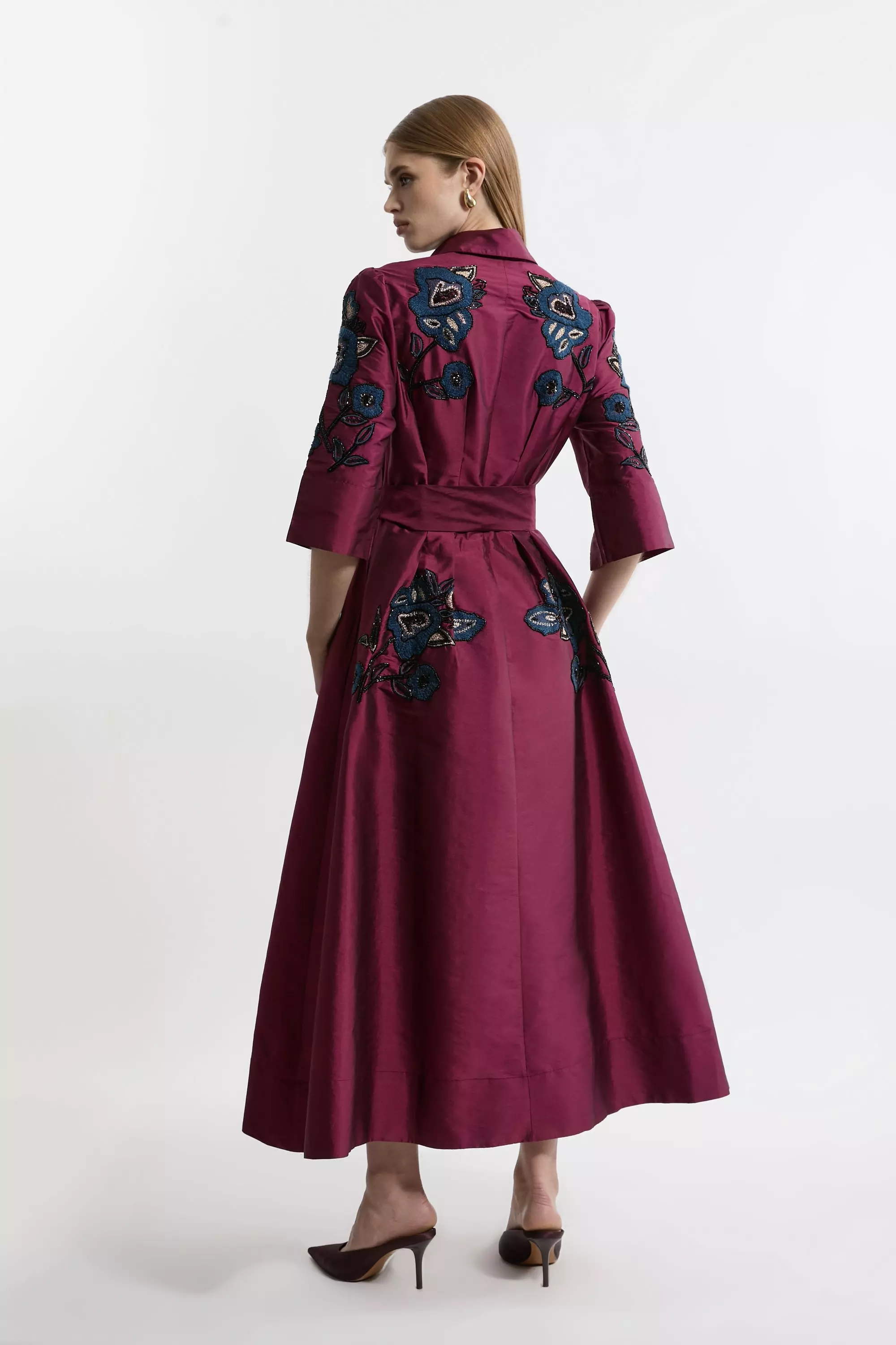 Lydia Millen Embellished Taffeta Woven Shirt Dress | Karen