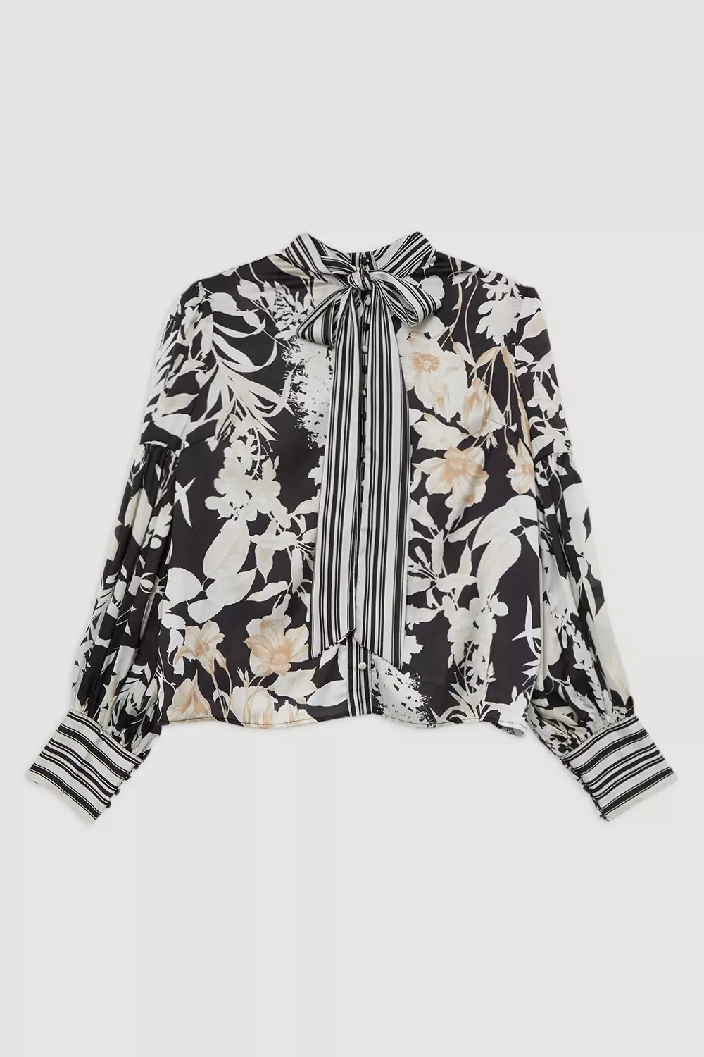 Plus Size Floral Tie Neck Woven Blouse | Karen Millen