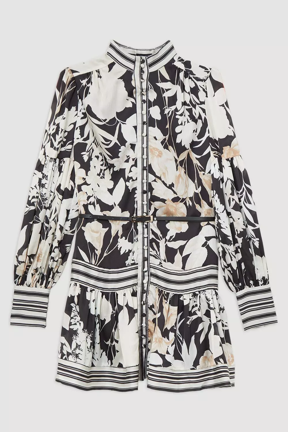 Tall Floral Pleated Belted Woven Mini Dress alternative image