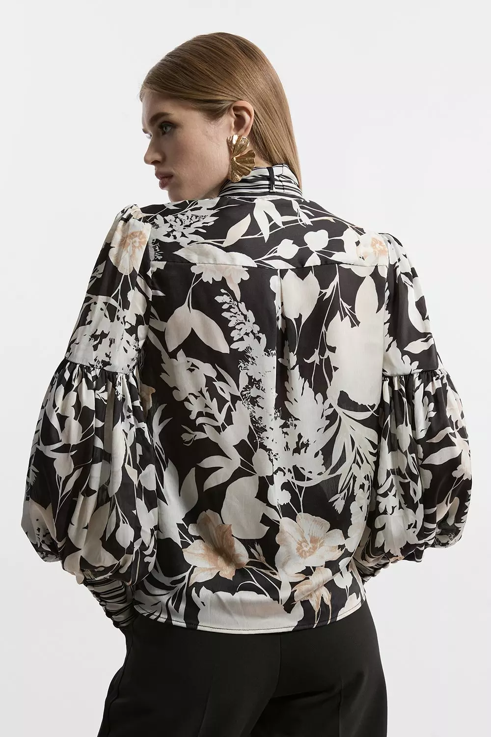 Floral Tie Neck Woven Blouse | Karen Millen