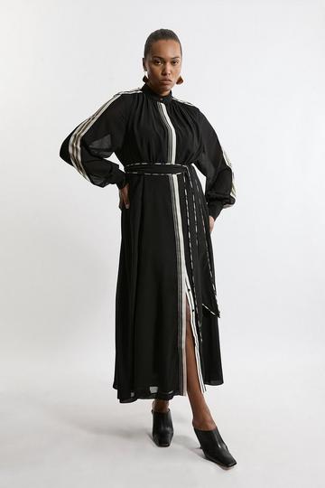 Plus Size Military Mono Balloon Sleeve Maxi Dress mono