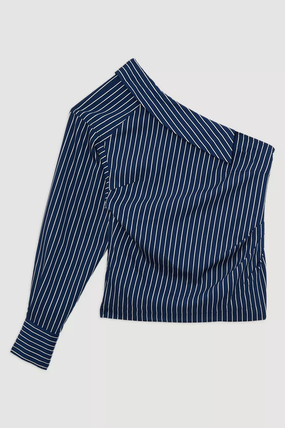 Stripe Tall Asymmetric Twill Striped Woven Long Sleeved Shirt  alternative image