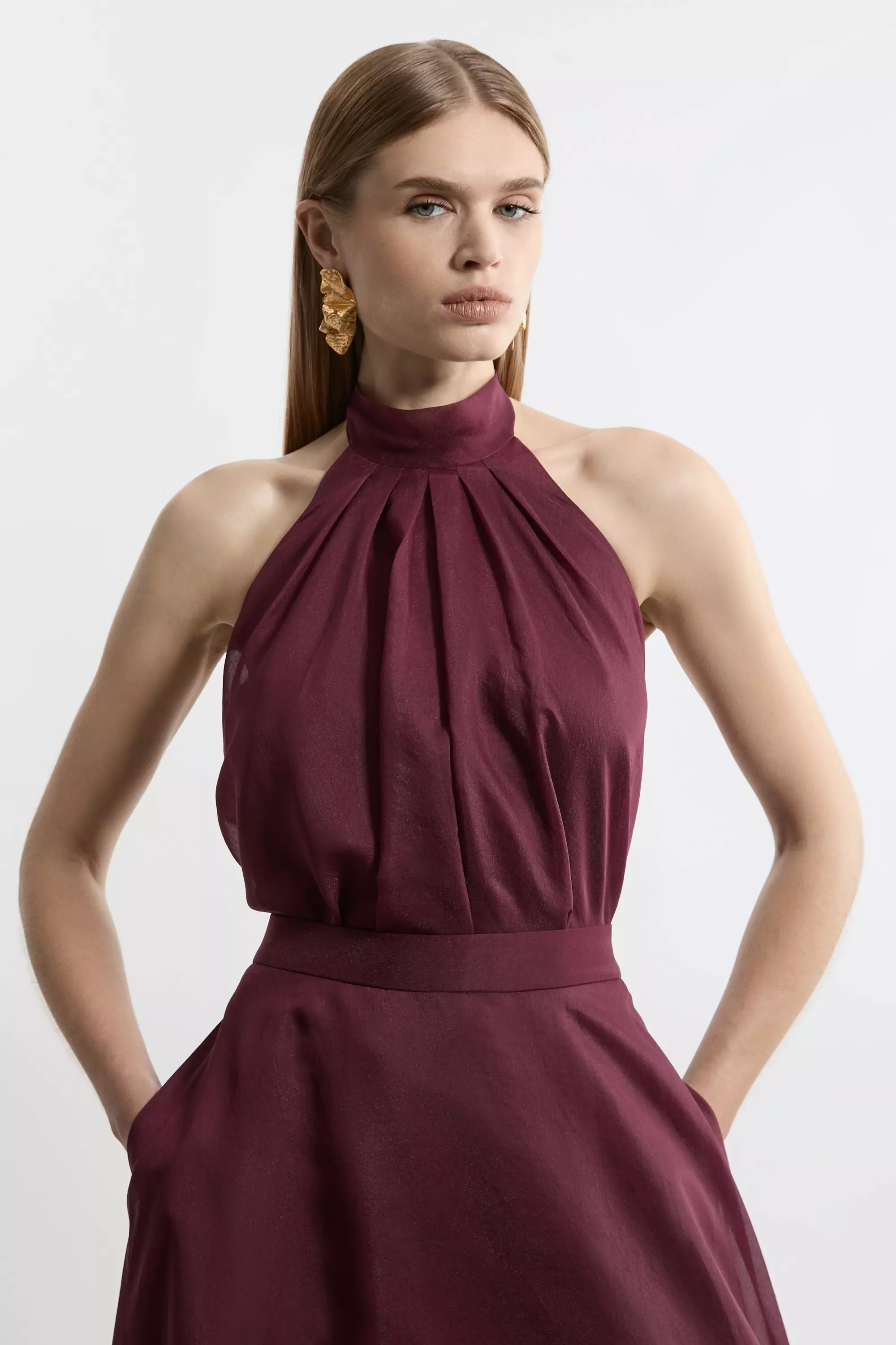 Cabernet Lydia Millen Halter Neck Woven Top  alternative image