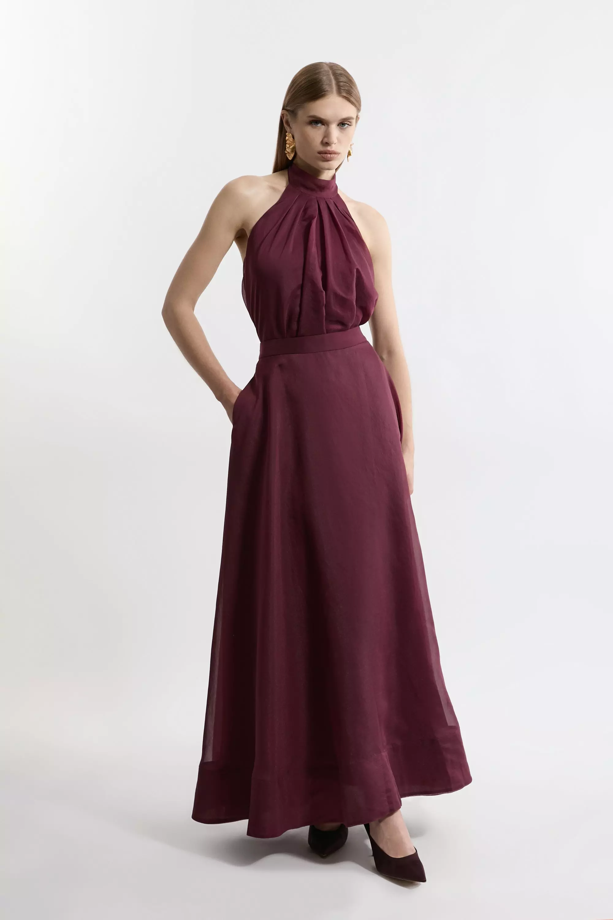 Cabernet Lydia Millen Halter Neck Woven Top  alternative image