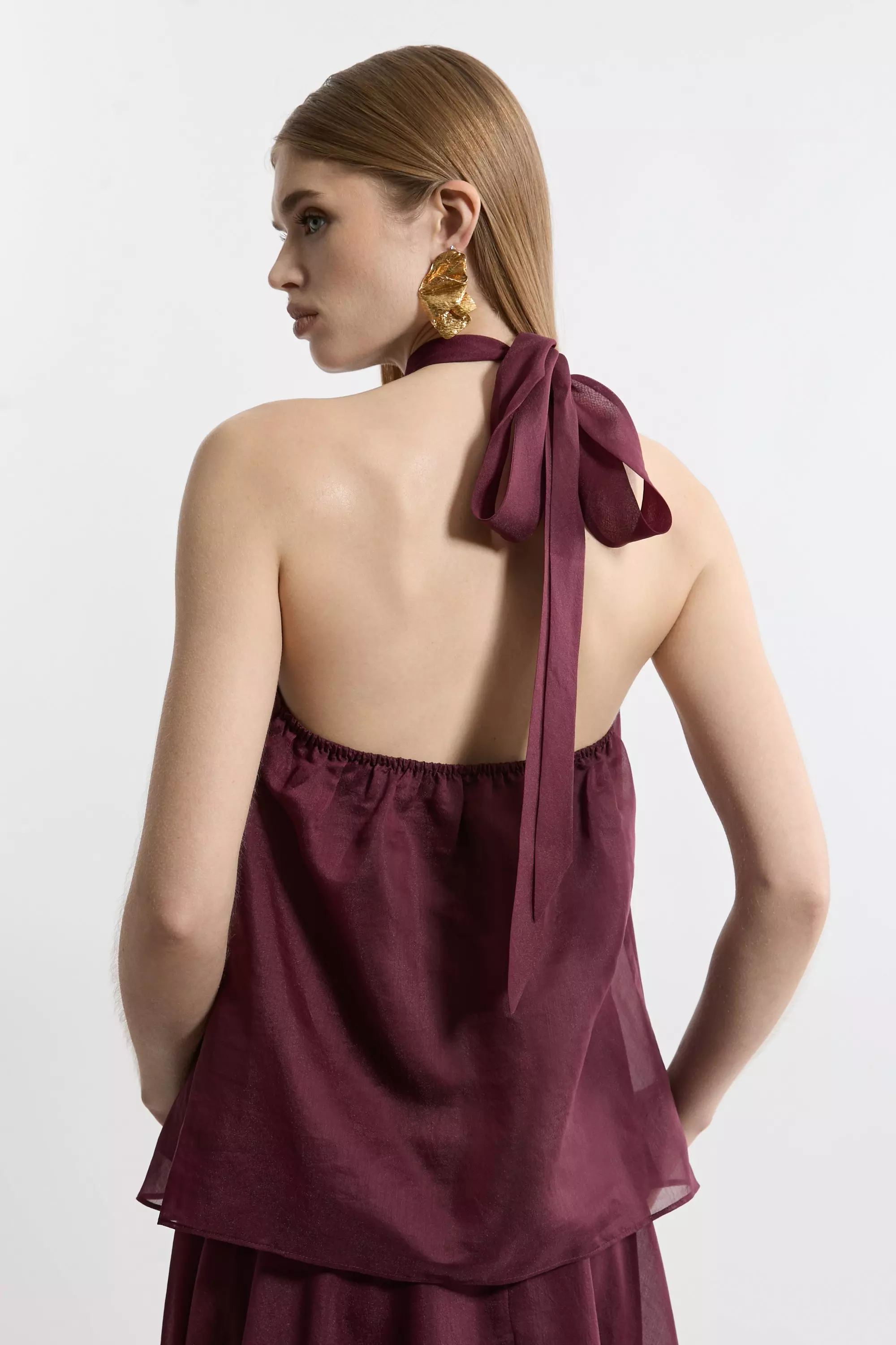 Cabernet Lydia Millen Halter Neck Woven Top  alternative image