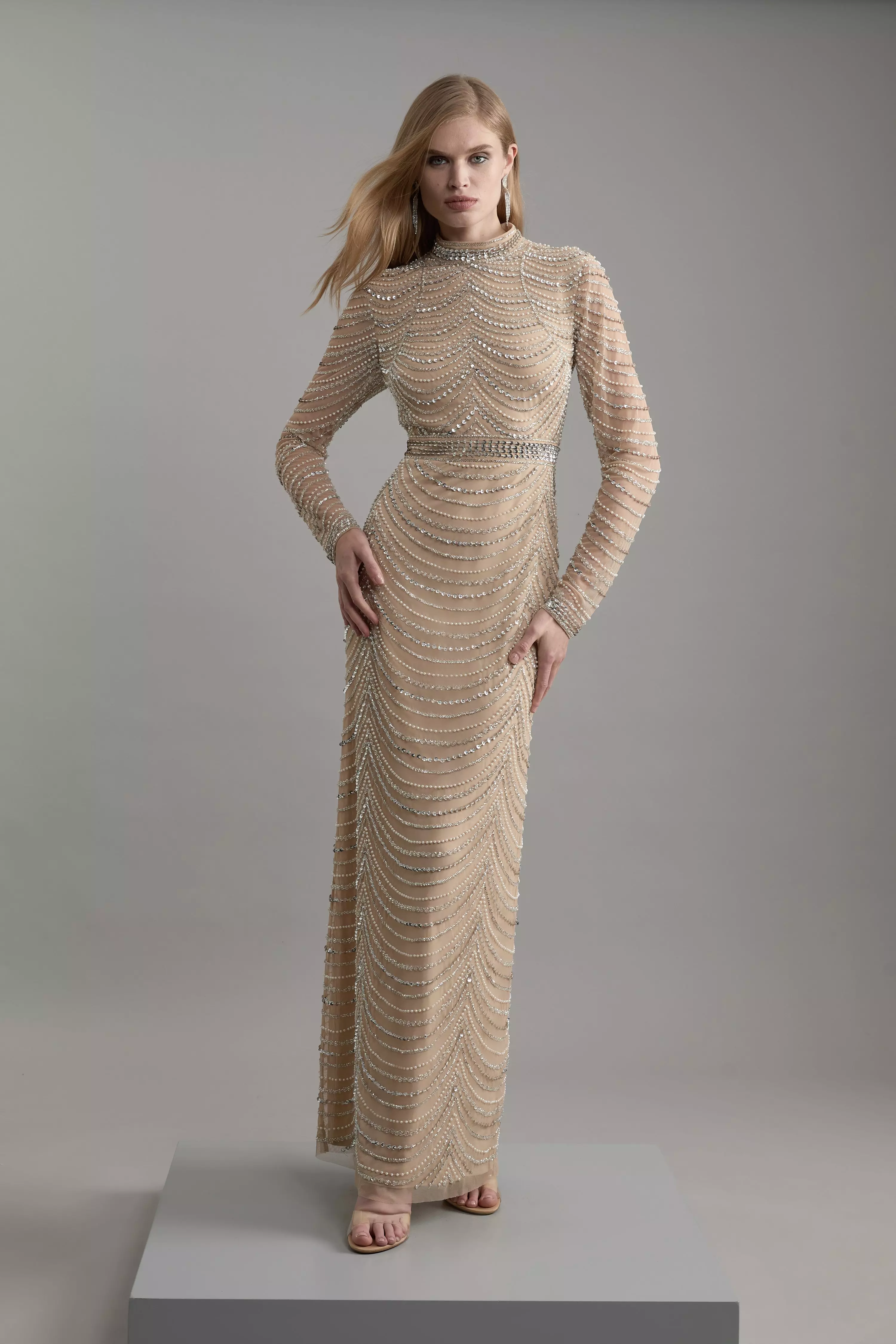 Tall Embellished Woven Long Sleeved Maxi Dress Karen Millen