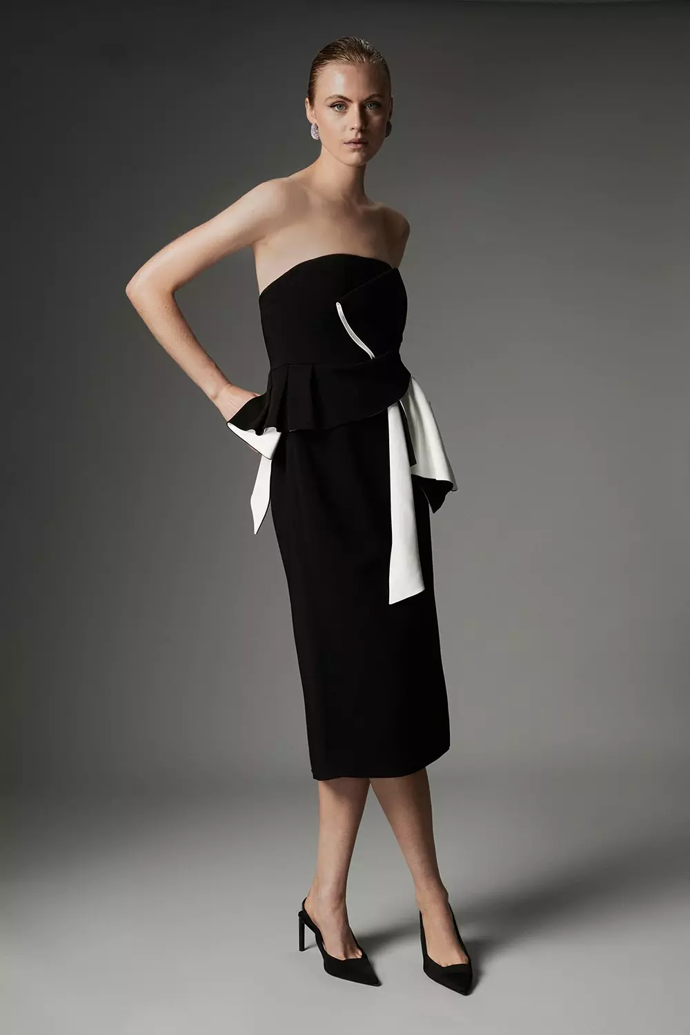 Archive Collection - Petite Bow Detail Crepe Bandeau Midi