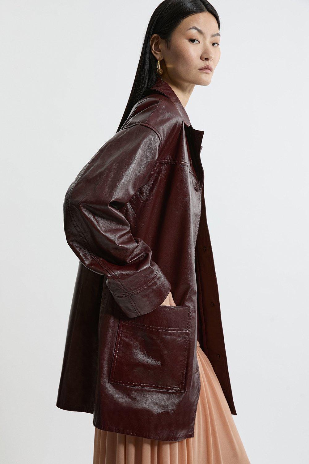 Red High Shine Leather Tailored Jacket