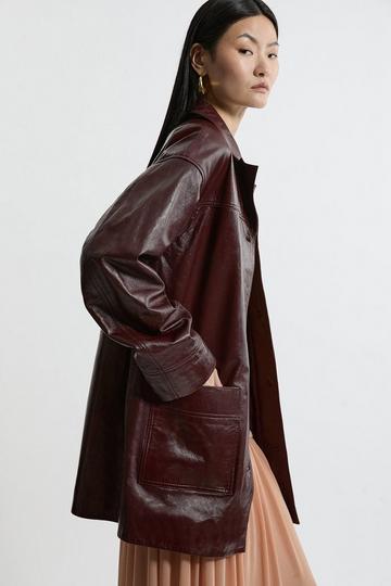 High Shine Leather Tailored Jacket red