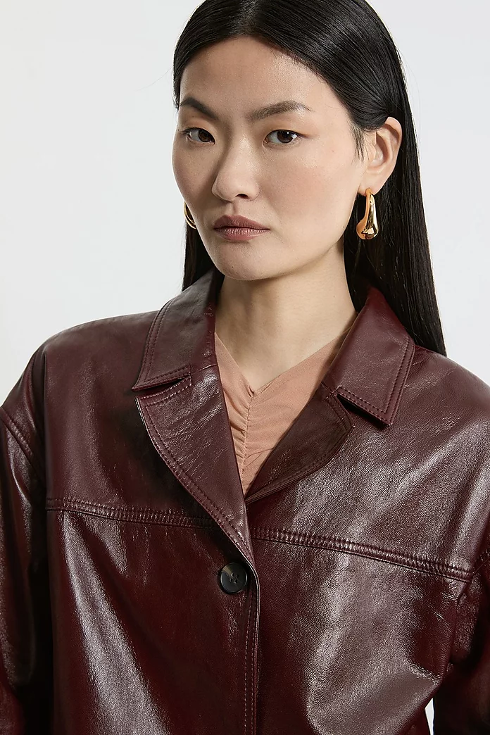 High Shine Leather Tailored Jacket | Karen Millen High Shine Leather Tailored Jacket | Karen Millen