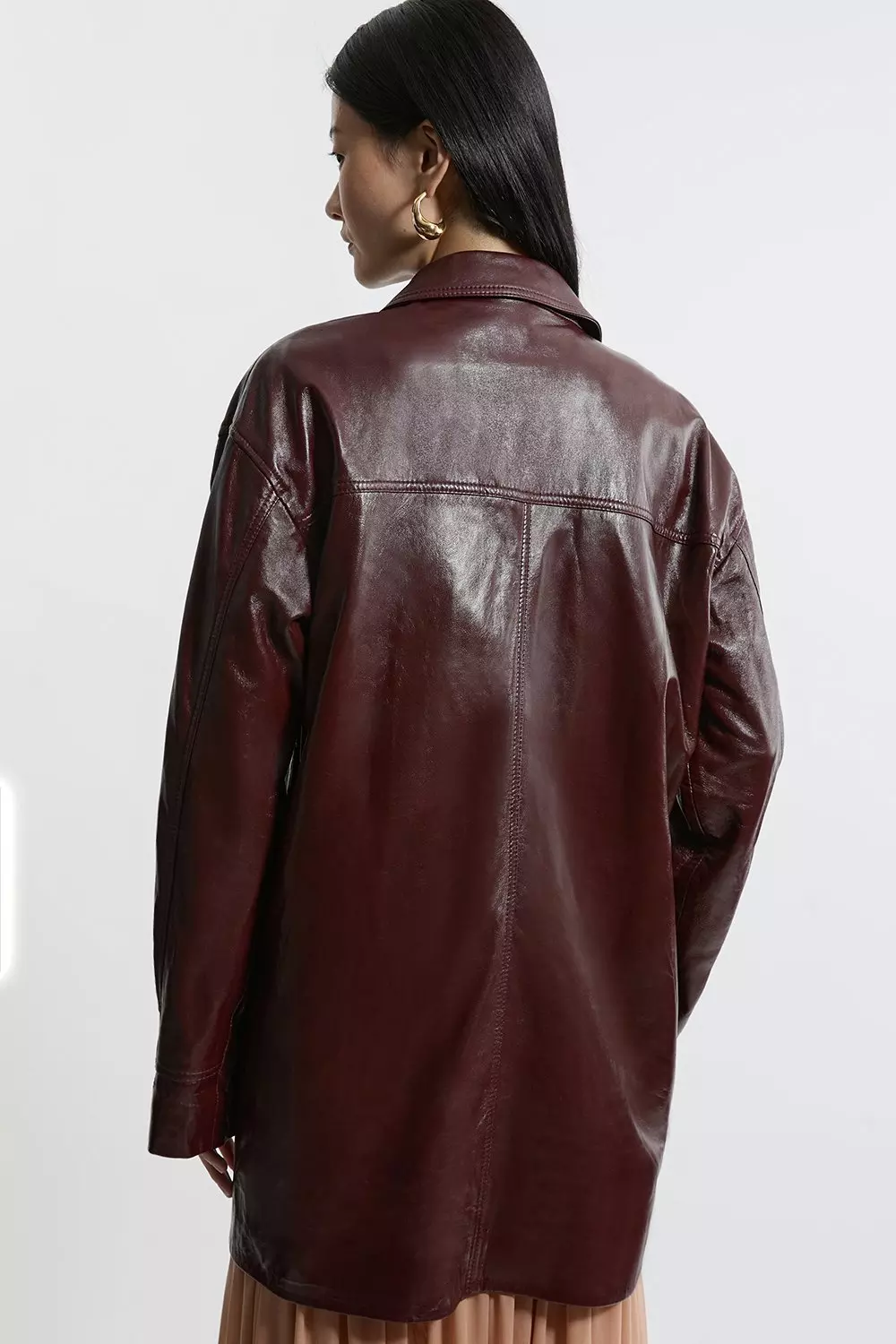 High Shine Leather Tailored Jacket | Karen Millen