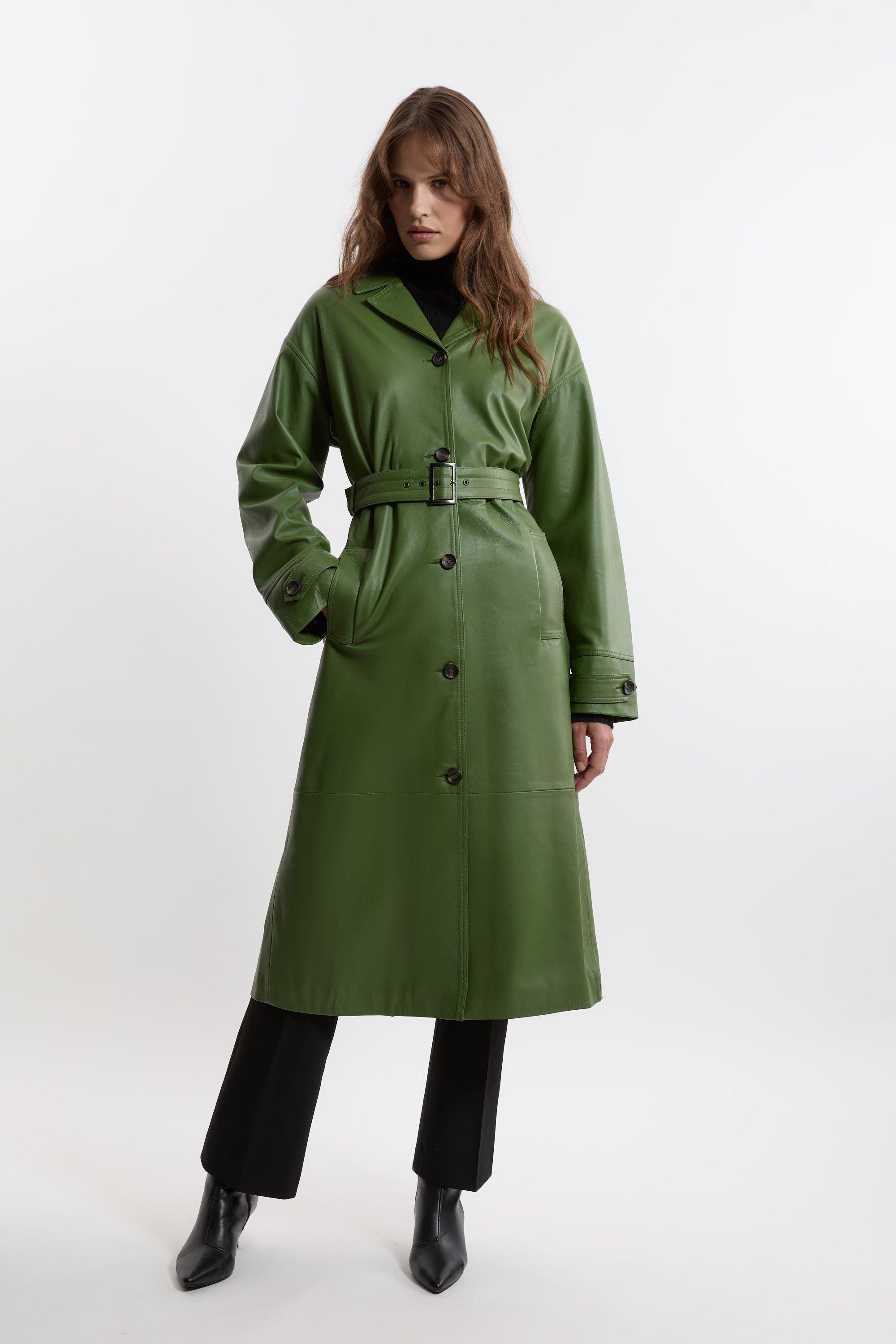 hunter green trench coat