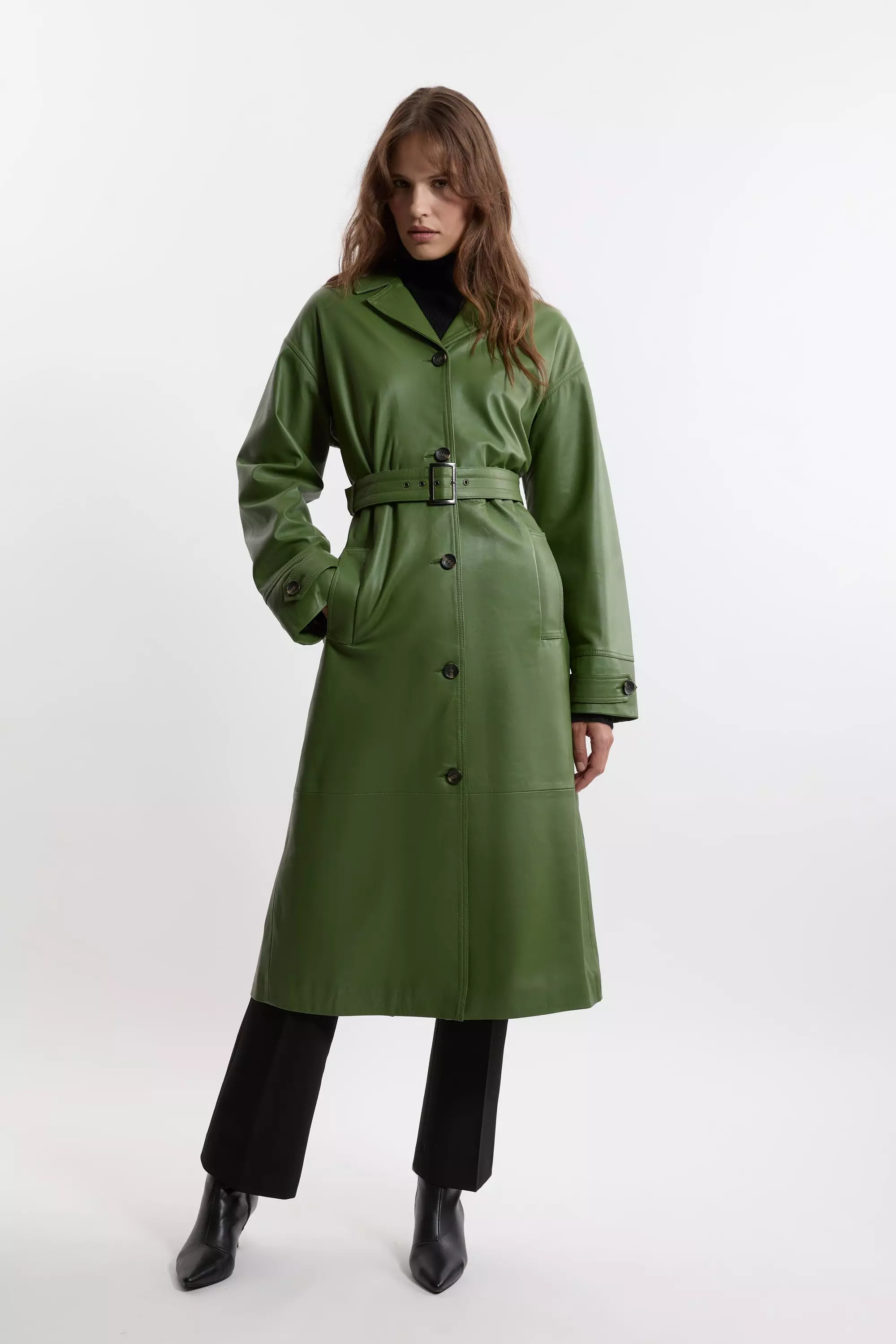 Leather Clean Trench Coat Karen Millen