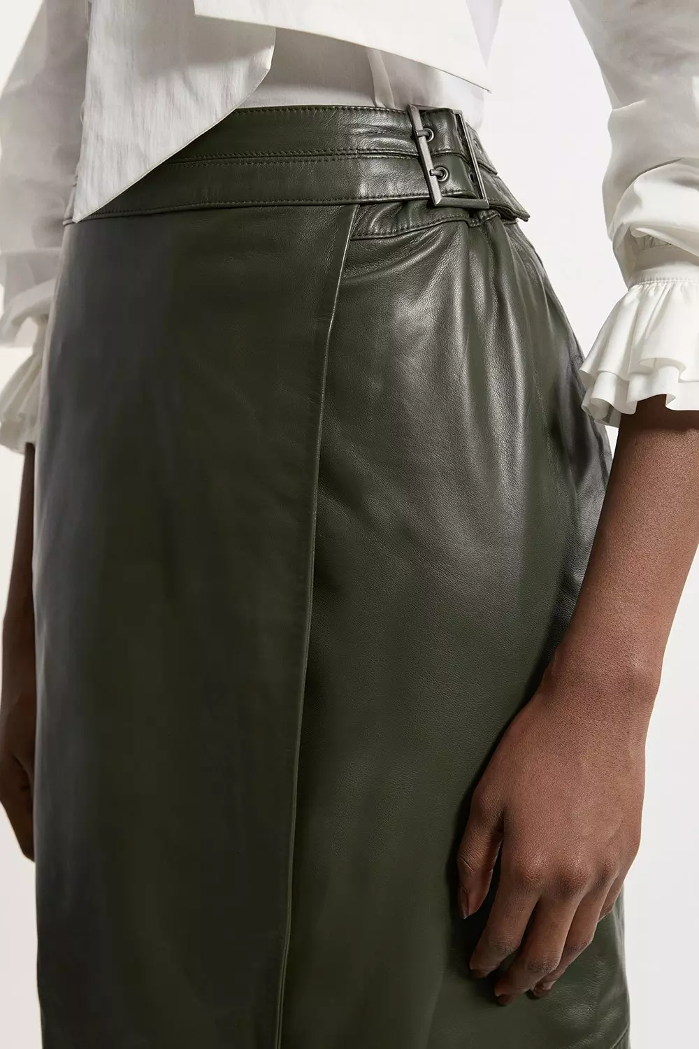 Karen millen green leather skirt hotsell