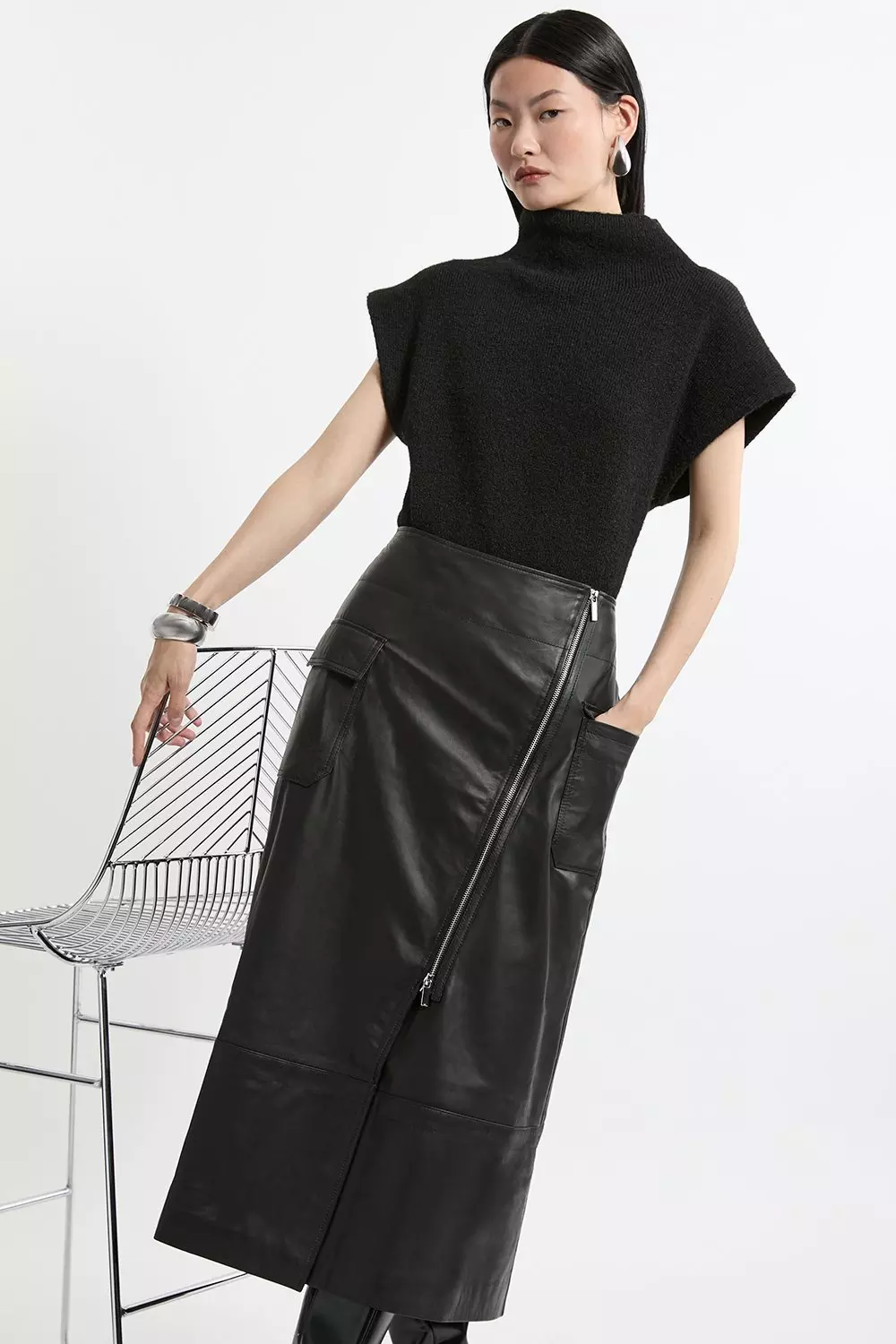 A line midi leather skirt hotsell