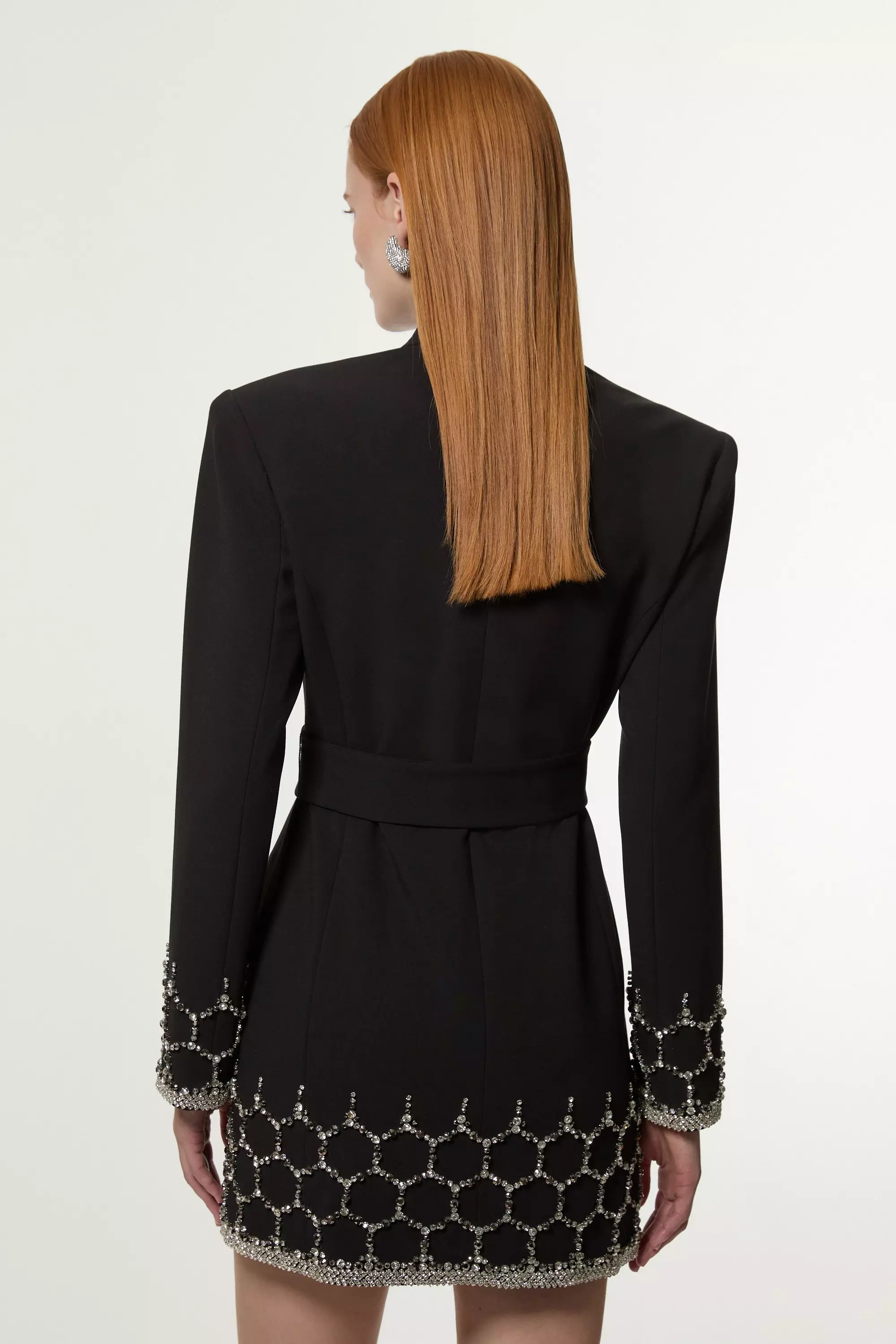 Crystal Embellished Tailored Blazer Mini Dress | Karen Millen