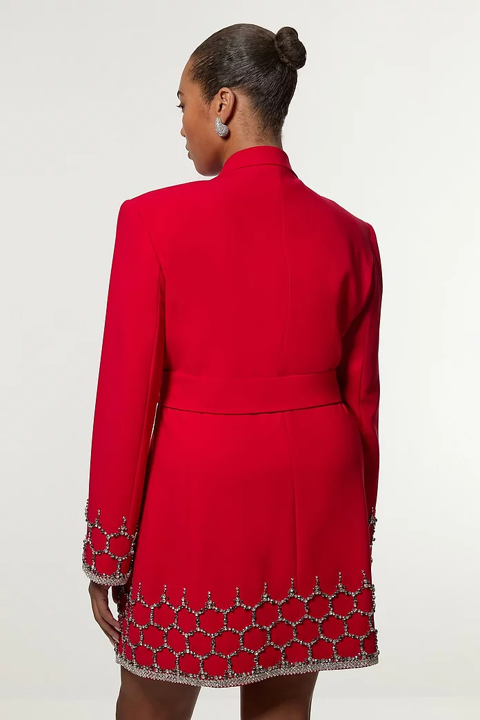 Plus Size Crystal Embellished Tailored Blazer Mini Dress Plus Size Crystal Embellished Tailored Blazer Mini Dress