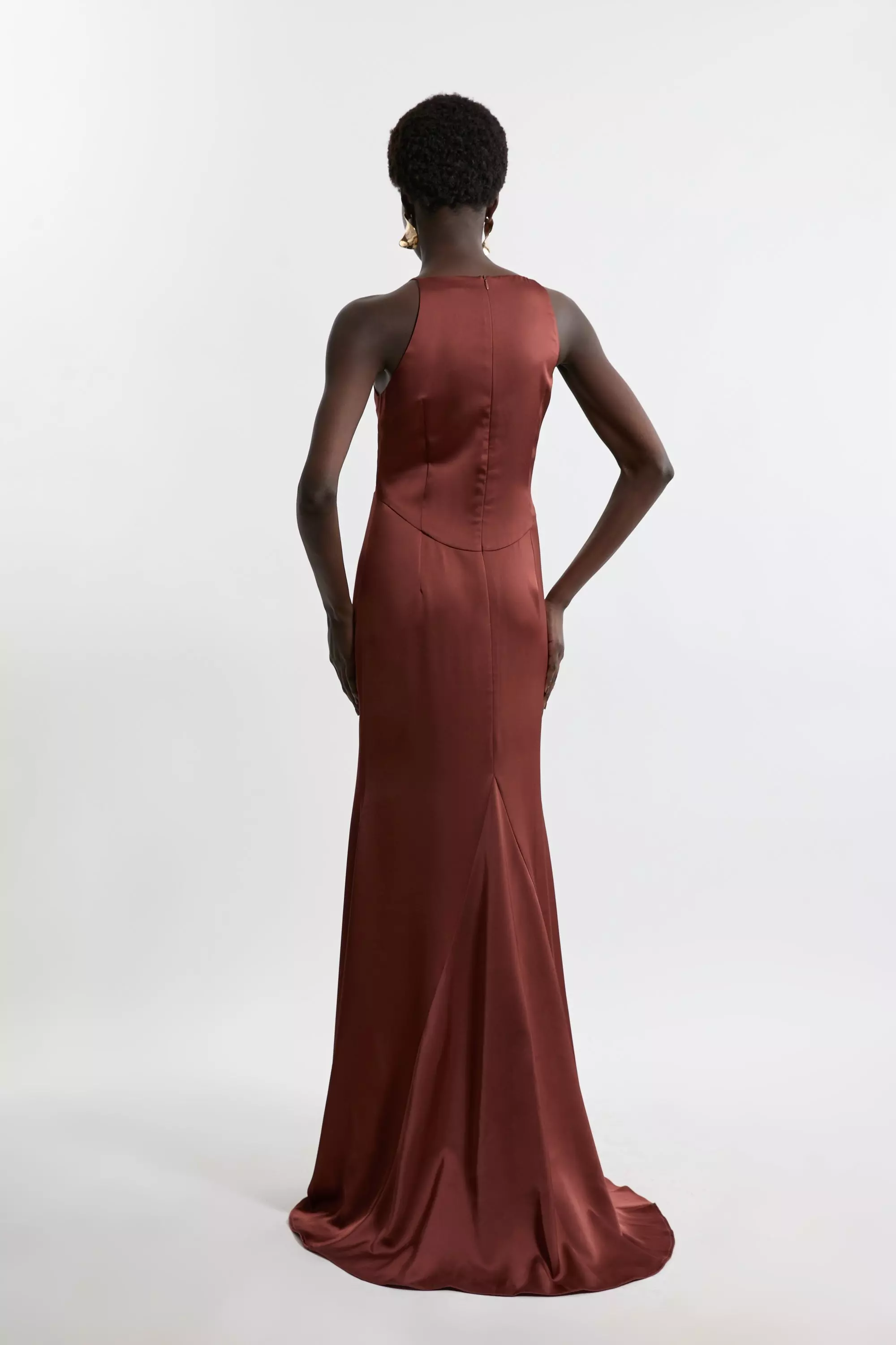 Tall Satin Back Crepe Long Sleeved Column Woven Mid Maxi Dress Karen Millen