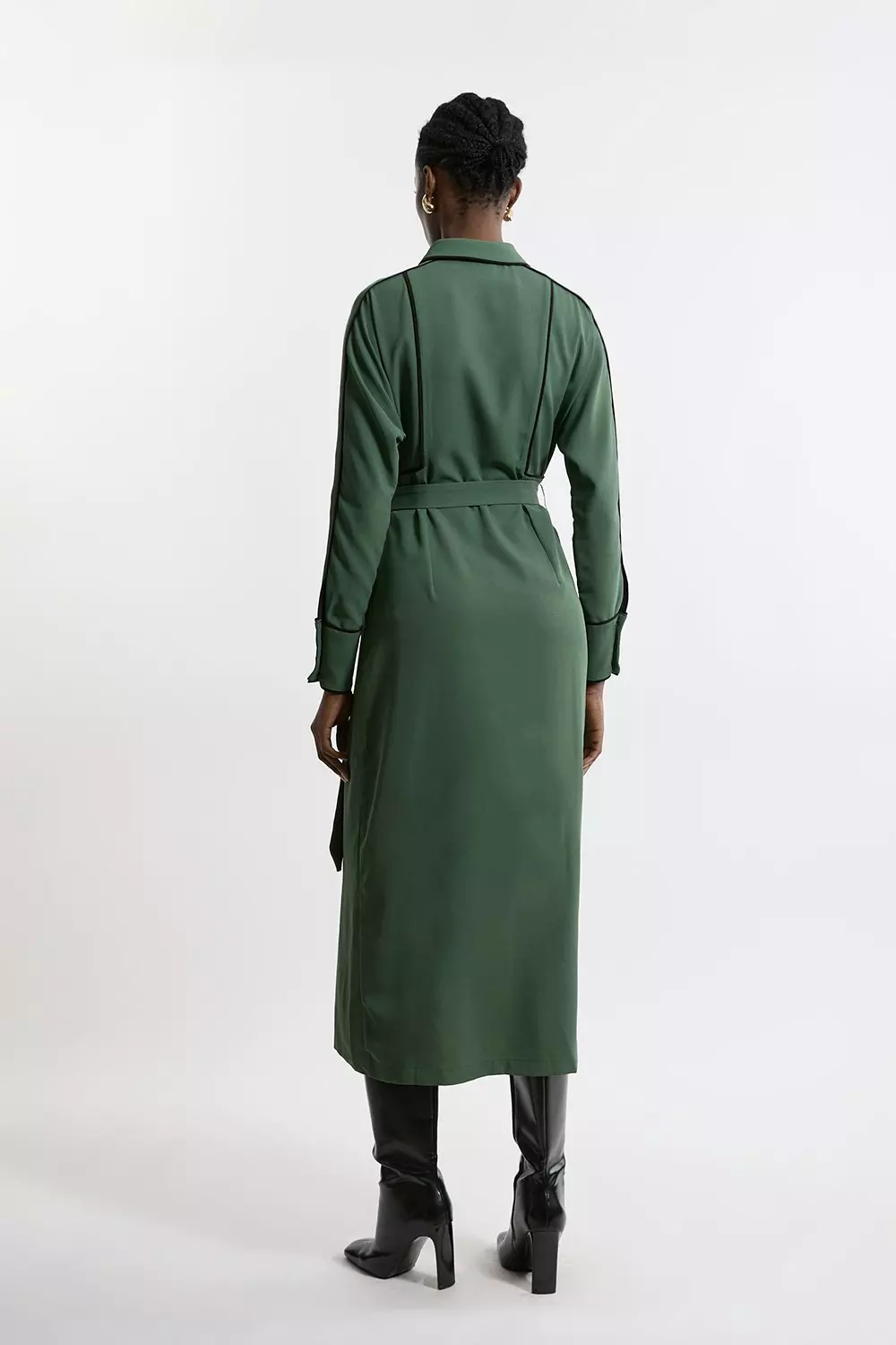 Tall Twill Maxi Woven Shirt Dress With Belt | Karen Millen