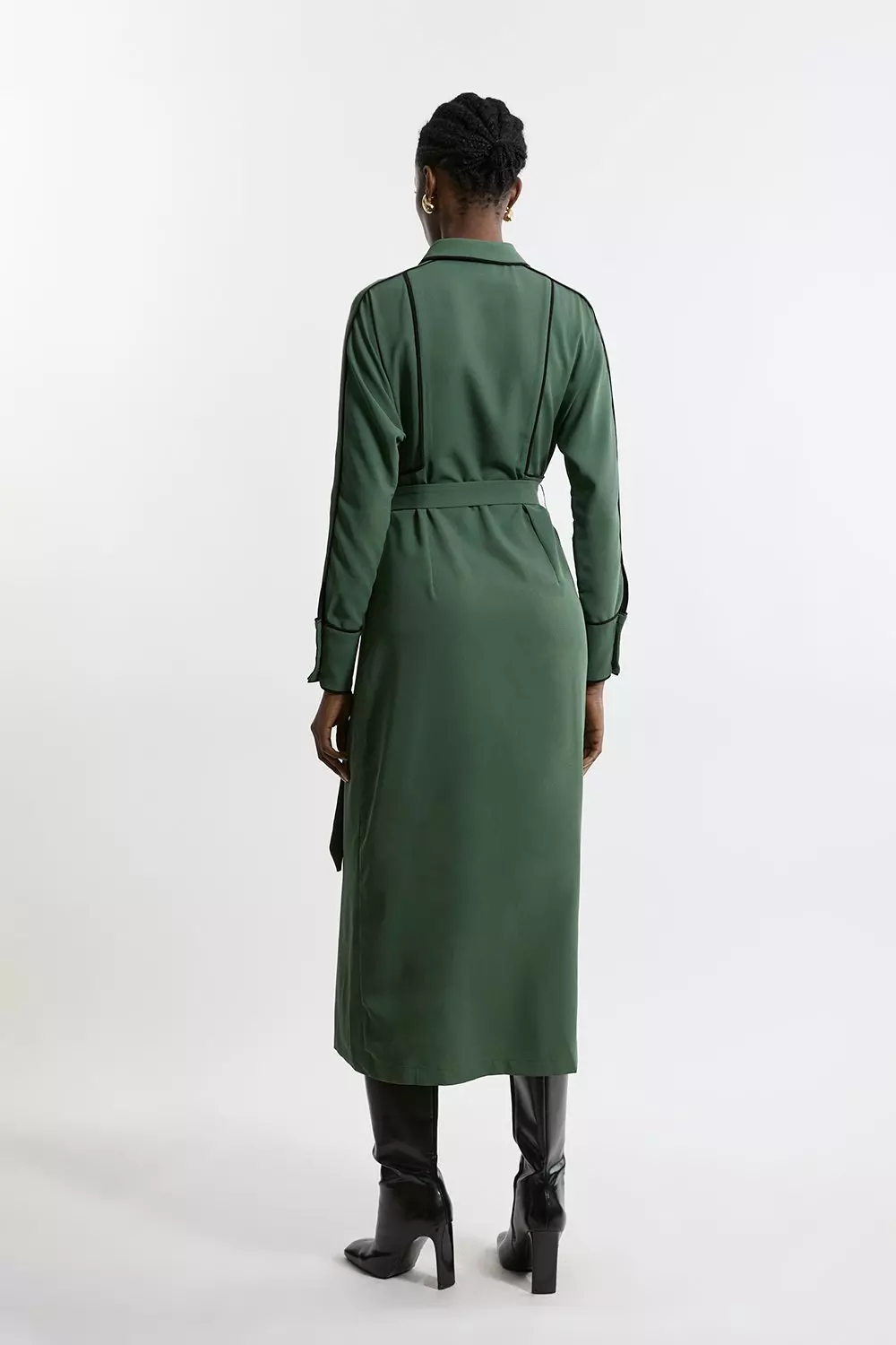 Twill Midaxi Woven Shirt Dress With Belt | Karen Millen