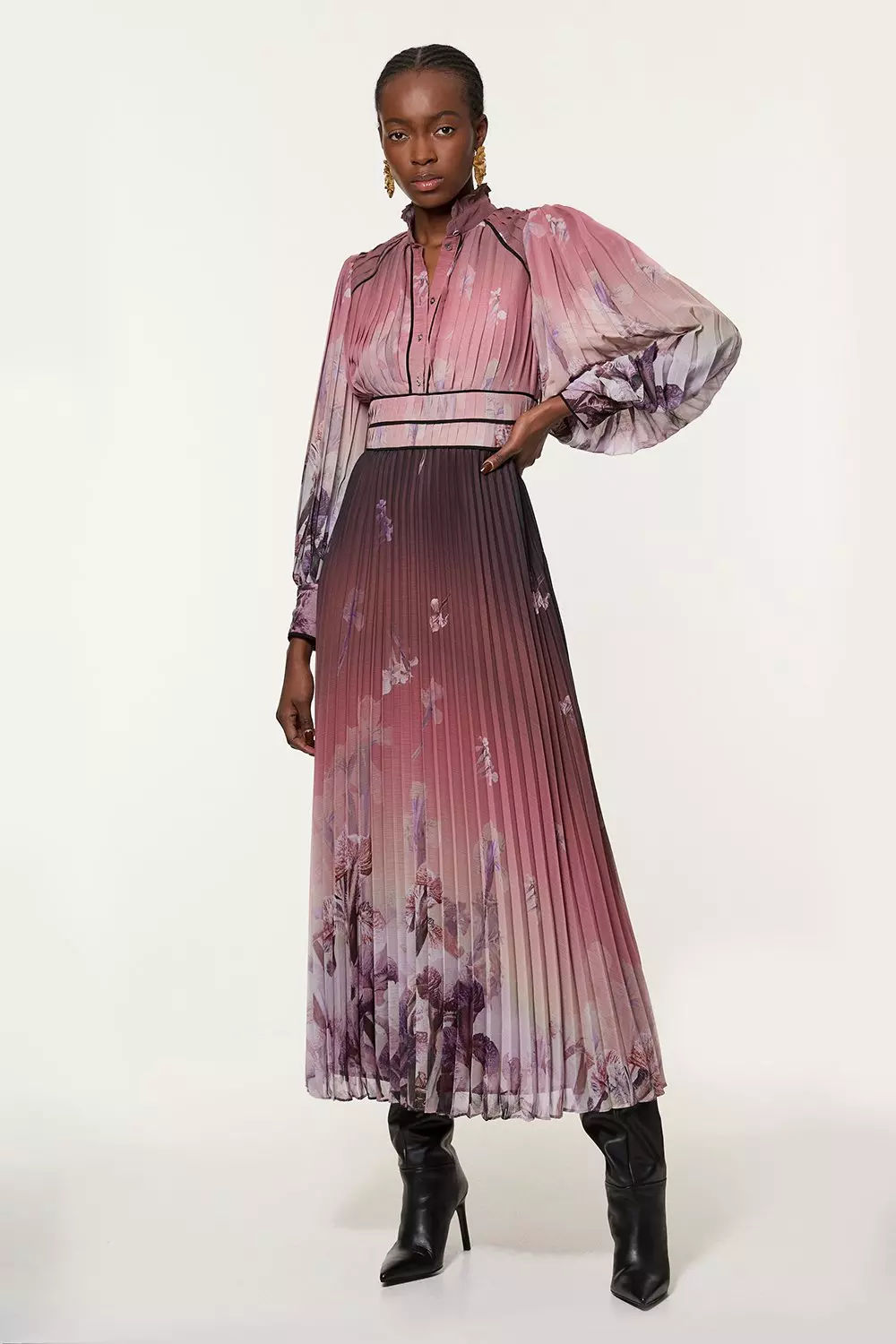 【Karen Millen】グラデーション サテン ホルター ワンピース Figure Form Bandage Embellished Bandeau Knit Midi Dress