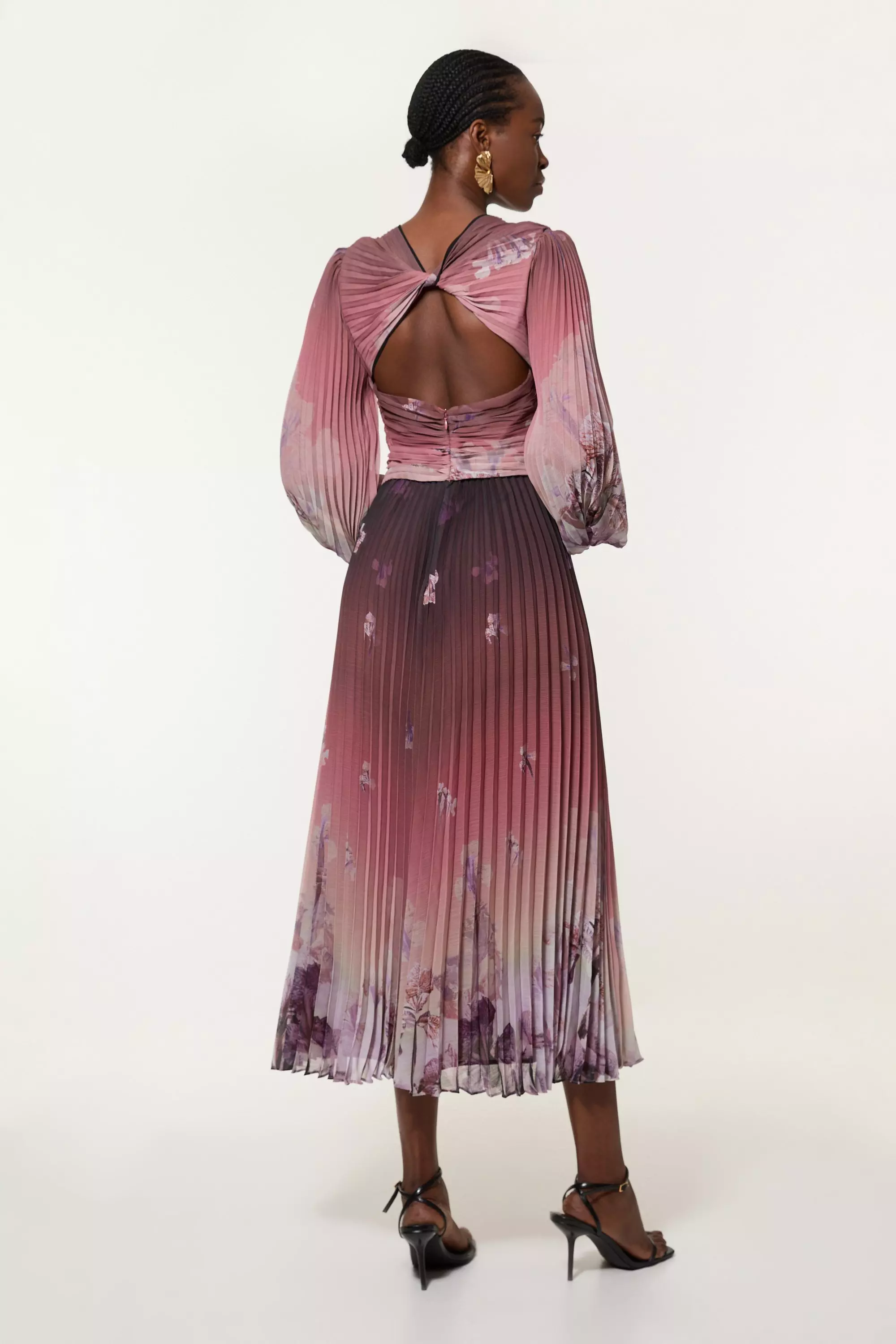 ワンピース MYLAN Crinkle Maxi Dress Cherry Blossom I-72941WL-RVR-AF-black-floral-