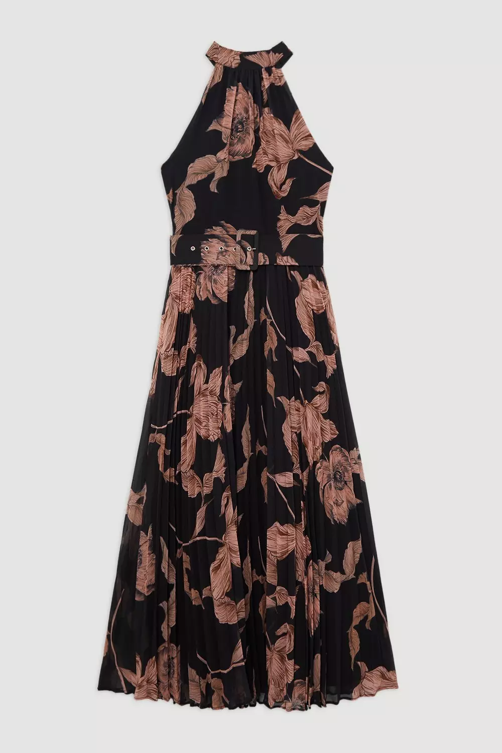 関送込【KAREN MILLEN】花柄プリーツシワカットアウト織りドレス 国内発・関税込!! KAREN MILLEN*アシンメトリー プリーツドレス