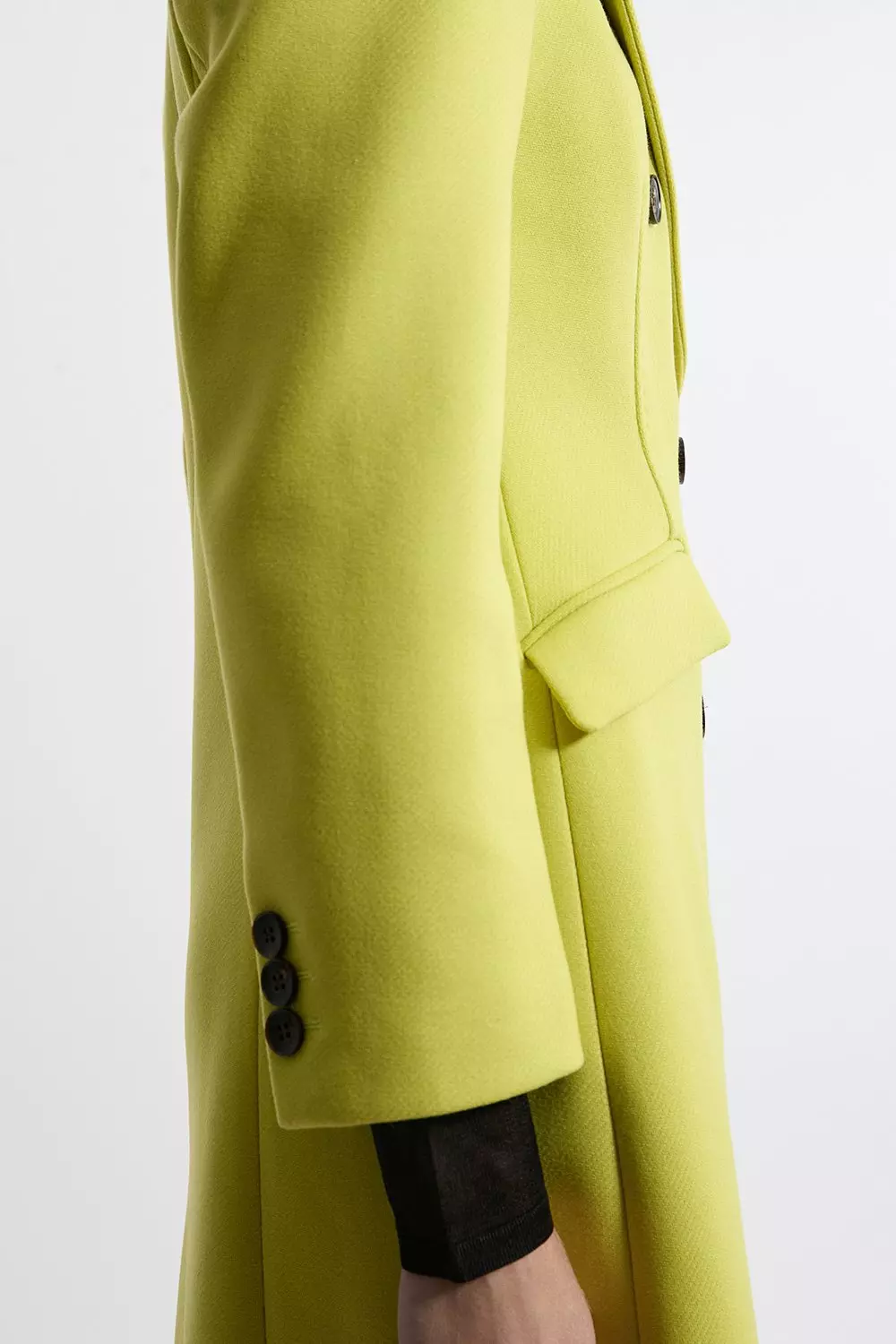 Lime Petite Premium Italian Manteco Wool Fitted Tailored Midi Coat alternative image