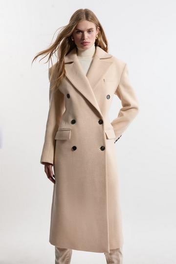 Premium Italian Manteco Wool Strong Shoulder Anti Fit Midi Coat camel