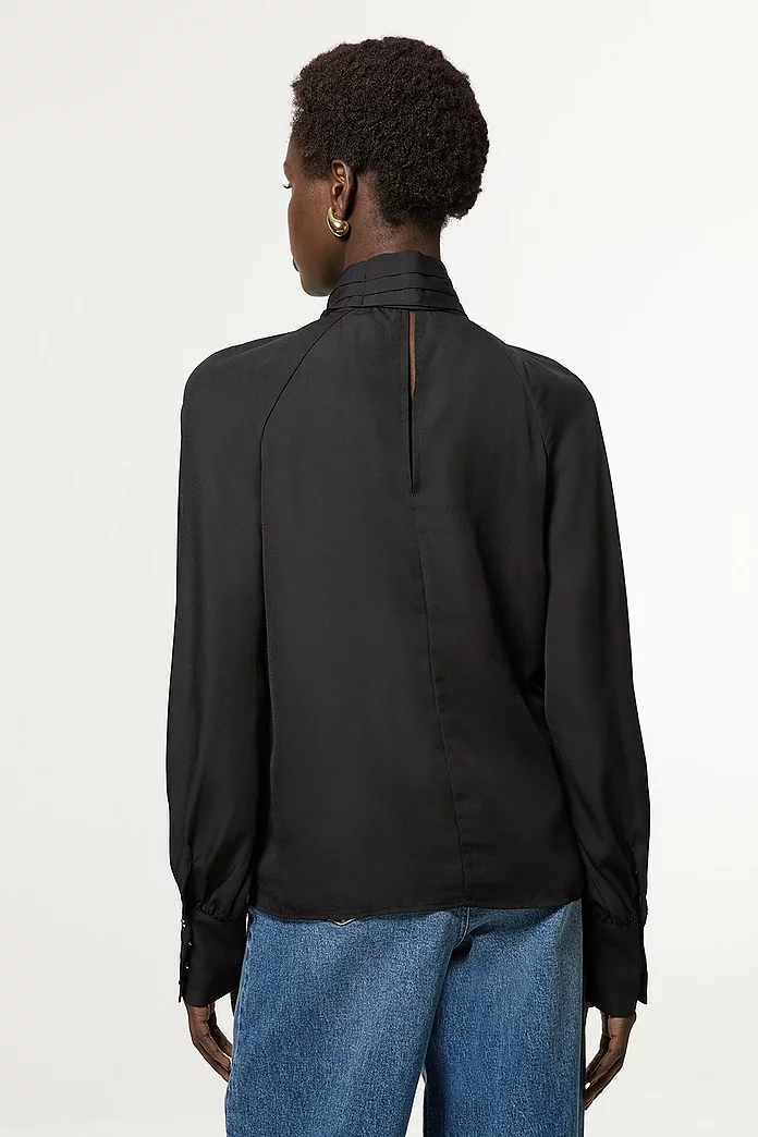 Long Sleeved Pussy Bow Woven Blouse | Karen Millen Long Sleeved Pussy Bow Woven Blouse | Karen Millen