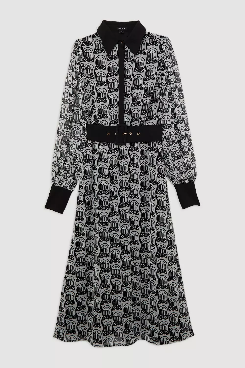 Mono Print Belted Woven Maxi Dress alternative image