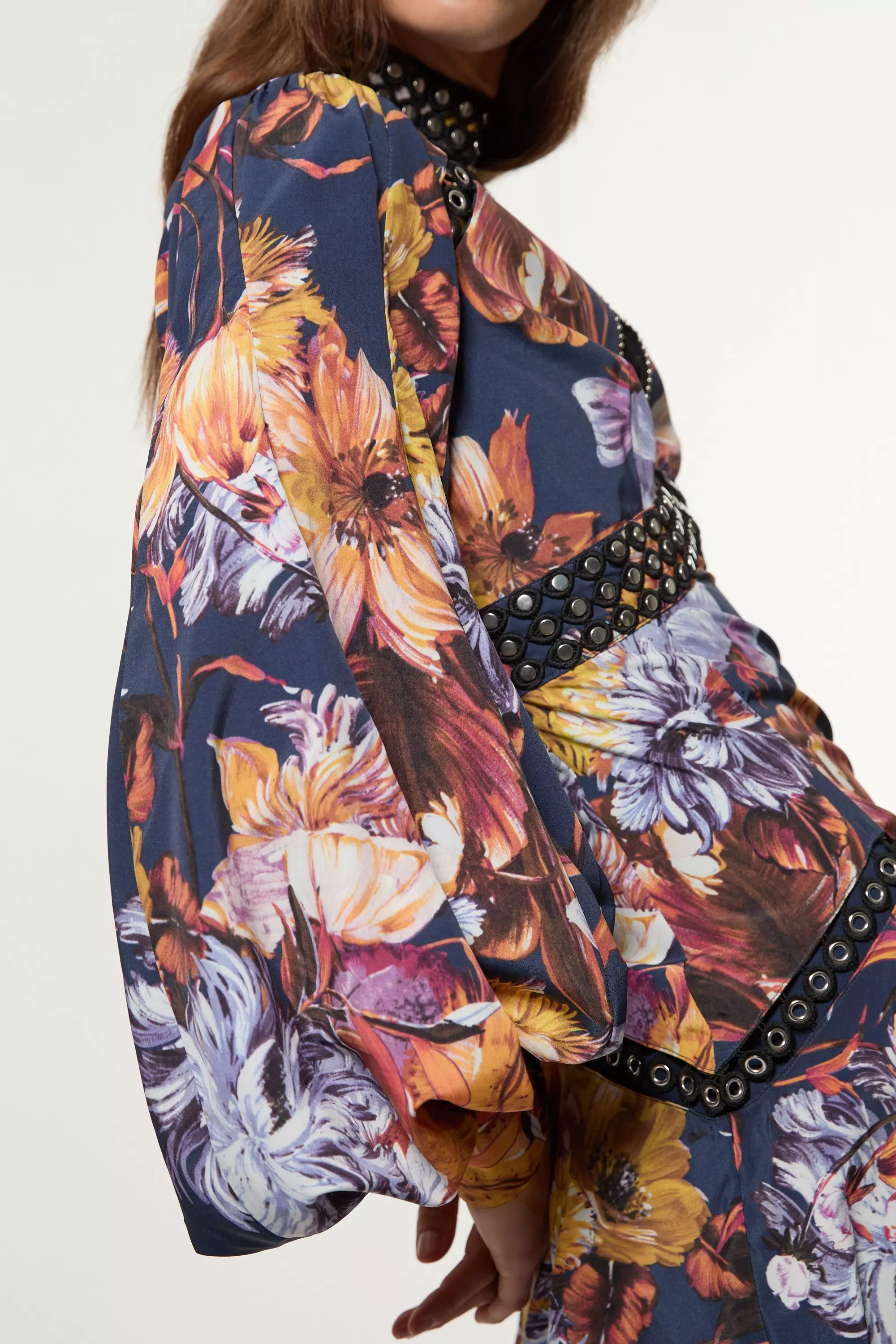 Petite Floral Studded Lace Woven Mini Dress | Karen Millen