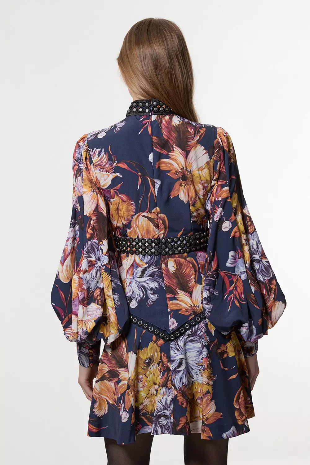 Floral Studded Lace Woven Mini Dress | Karen Millen