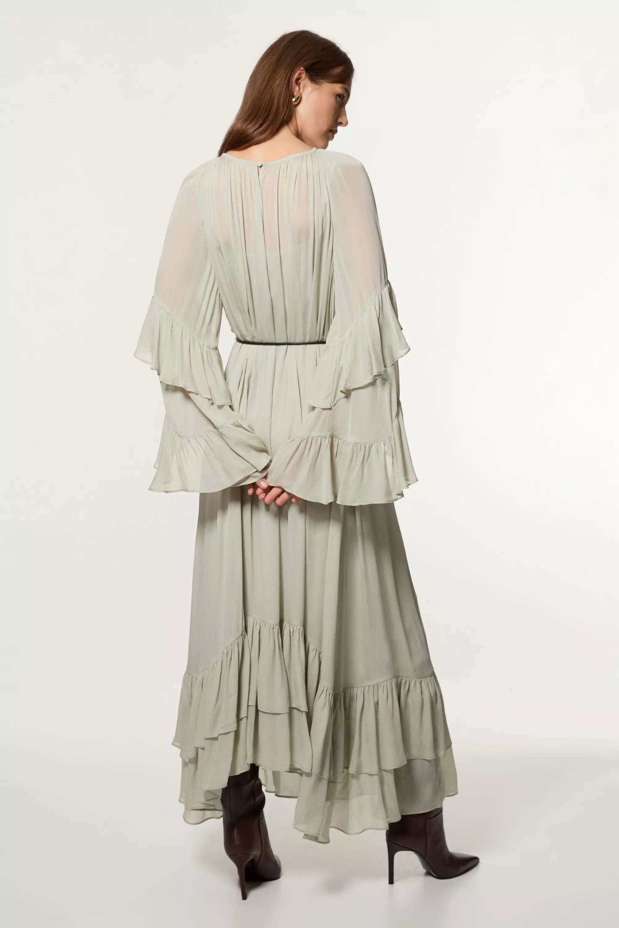 Petite Drama Kimono Viscose Georgette Woven Maxi Dress With