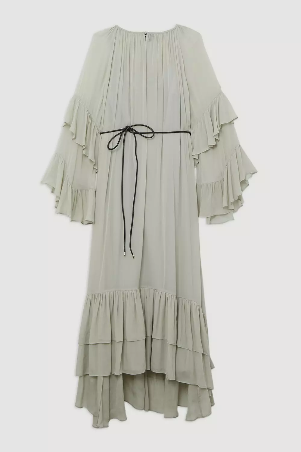 【Karen Millen】KIMONO ビスコース ベルト付き マキシ ドレス bkk22605_sage_xl?$