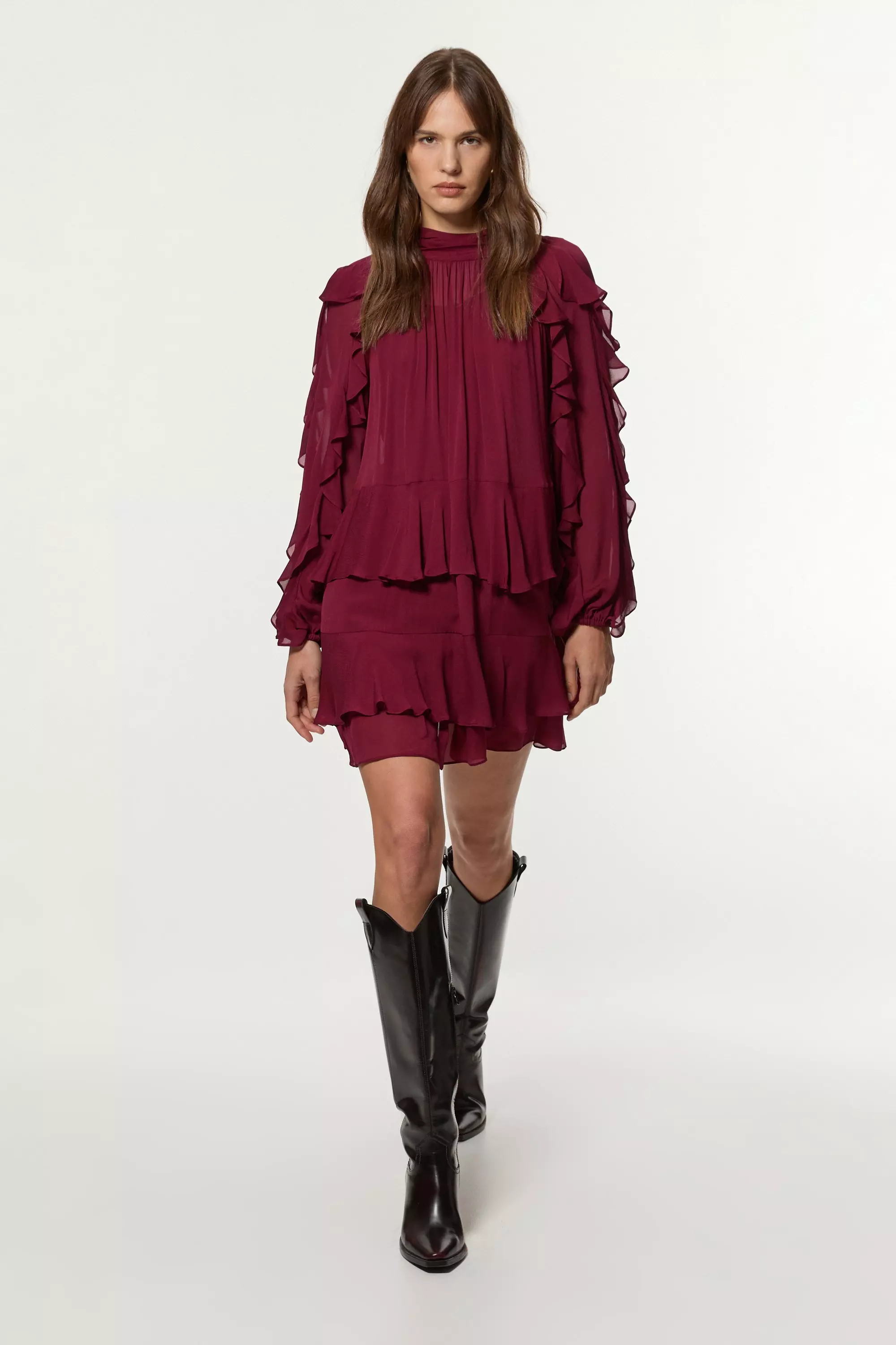【関税＆送料込み】Marni A-Line Velvet Mini Dress Women's Velvet Off Shoulder Long Sleeve Side Zipper A-Line