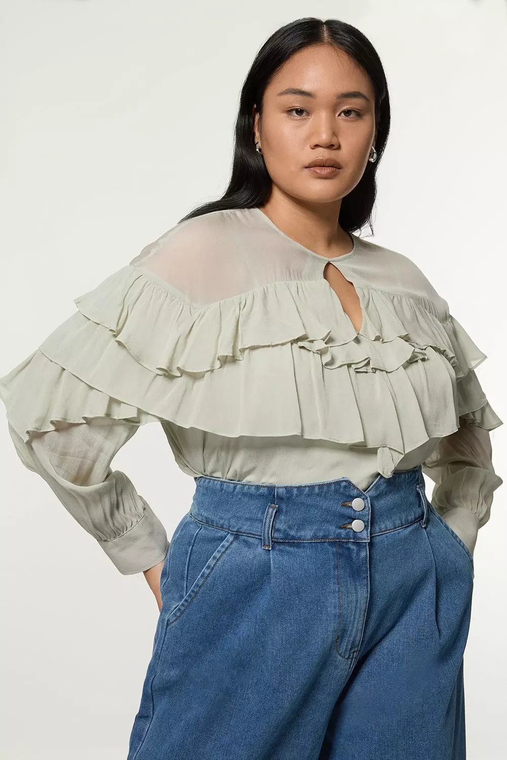 Plus ruffle blouse sales