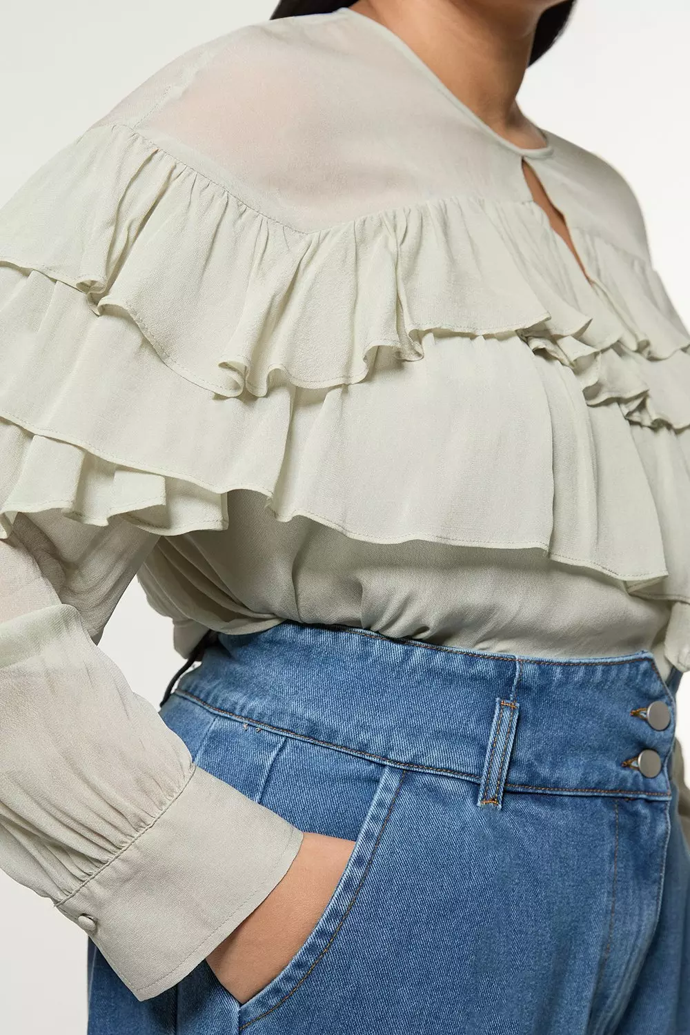 meing ミング peplum frill gilet meing peplum frill gilet - メルカリ