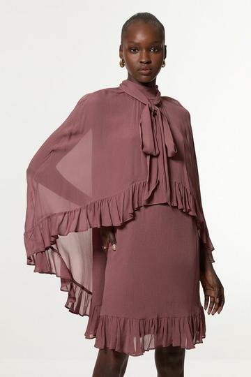 Tall Viscose Georgette Cape Woven Mini Dress dusty rose