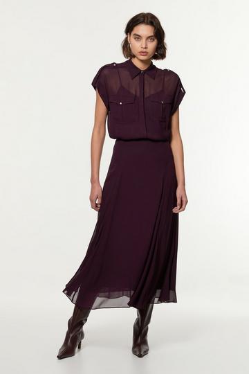 Tall Pleated Viscose Woven Maxi Skirt midnight purple