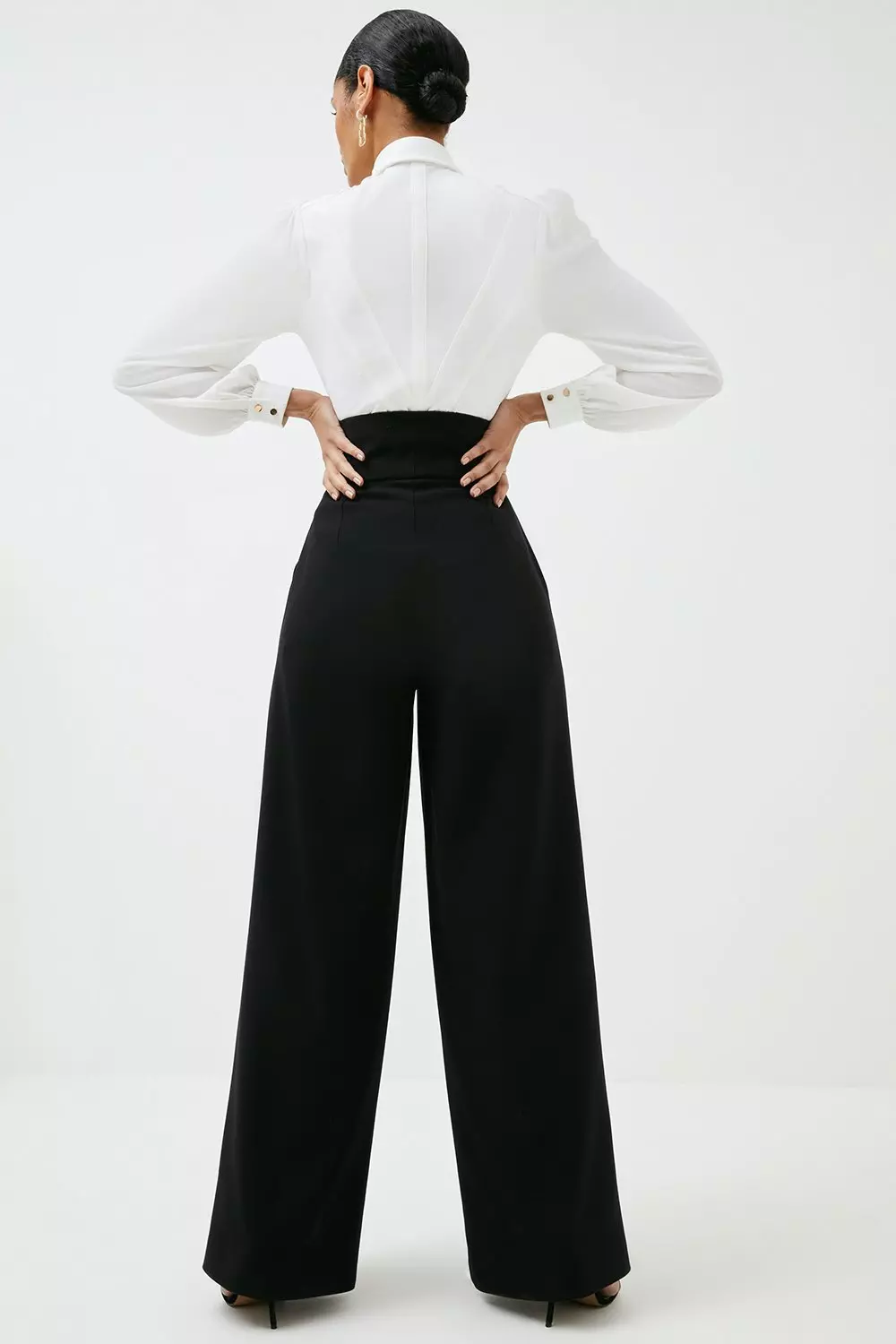 Tall Tailored Compact Stretch High Waist Wide Leg Pants