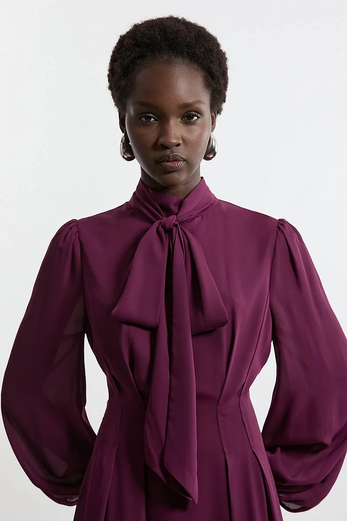 Georgette Woven Tie Maxi Dress | Karen Millen Georgette Woven Tie Maxi Dress | Karen Millen
