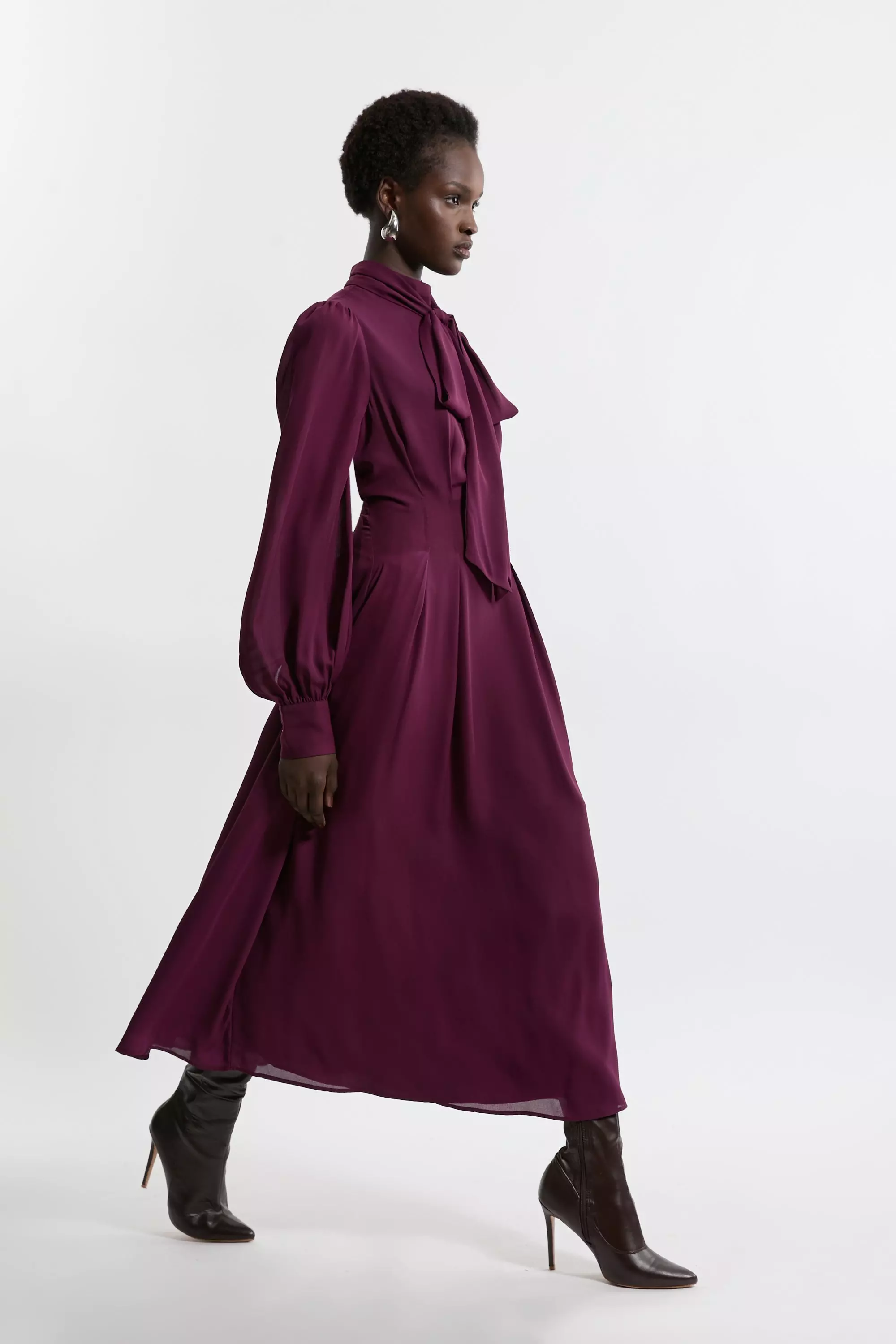 Georgette Woven Tie Maxi Dress | Karen Millen