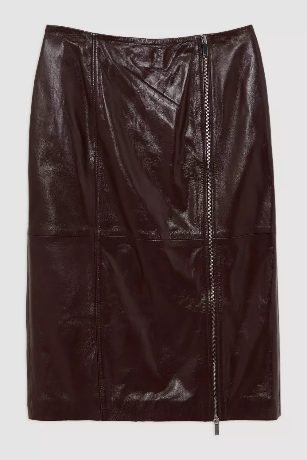 Leather Double Zip Pencil Midi Skirt Karen Millen
