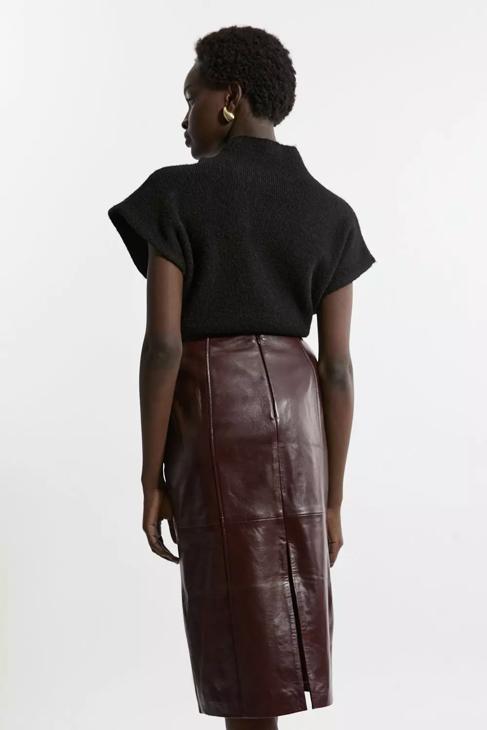 Leather Double Zip Pencil Midi Skirt Karen Millen